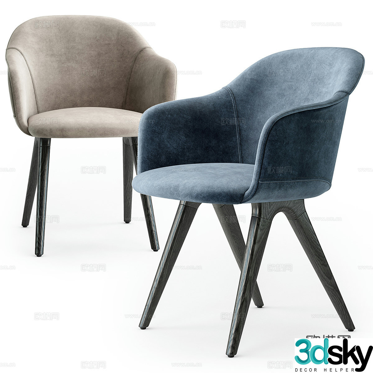New Chinese style single chair chair dining chair 3d model