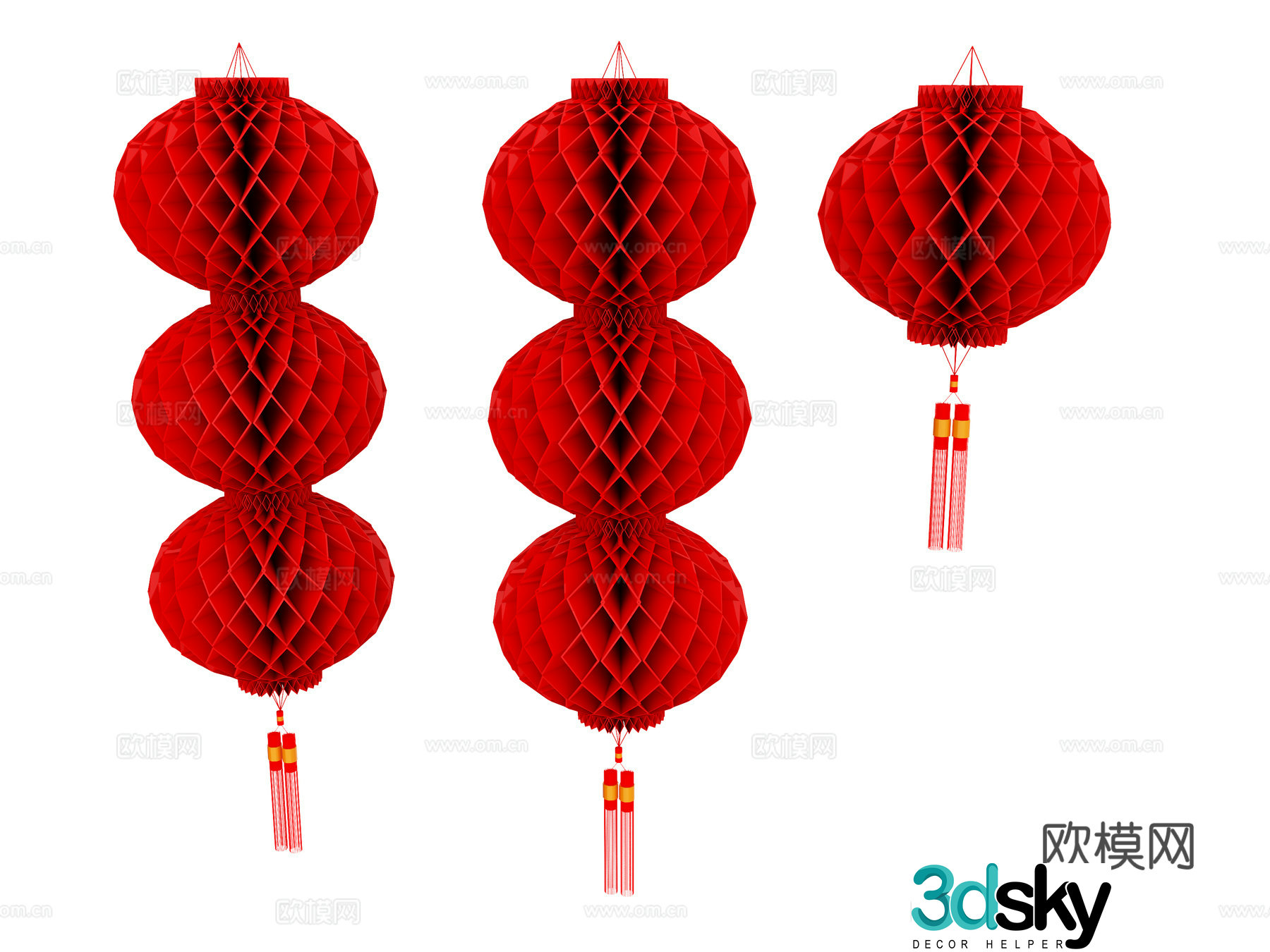 Chinese lantern red lantern colorful lantern festival lantern 3d model