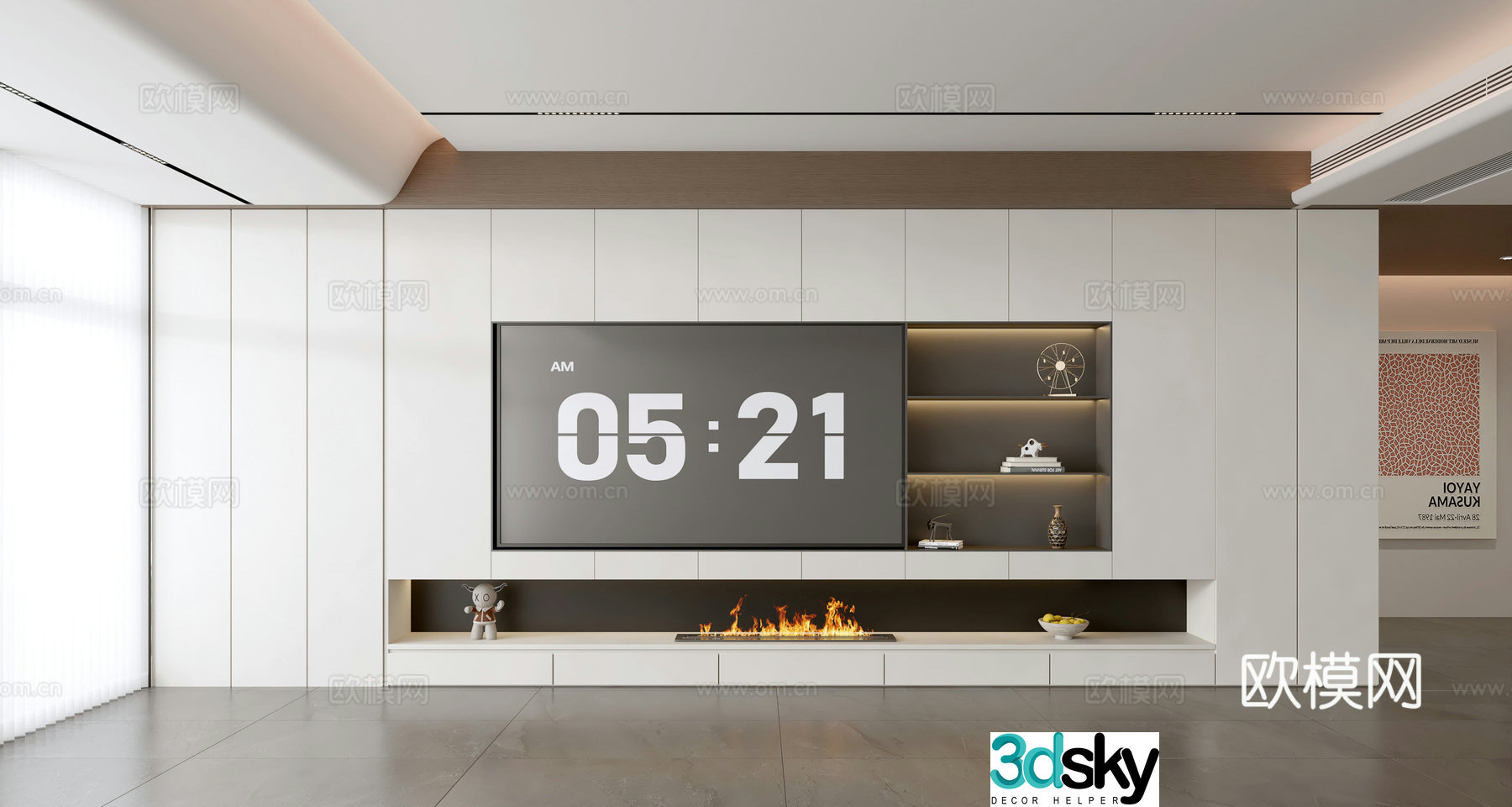 Modern TV wall whole wall cabinet full wall TV cabinet 3D model