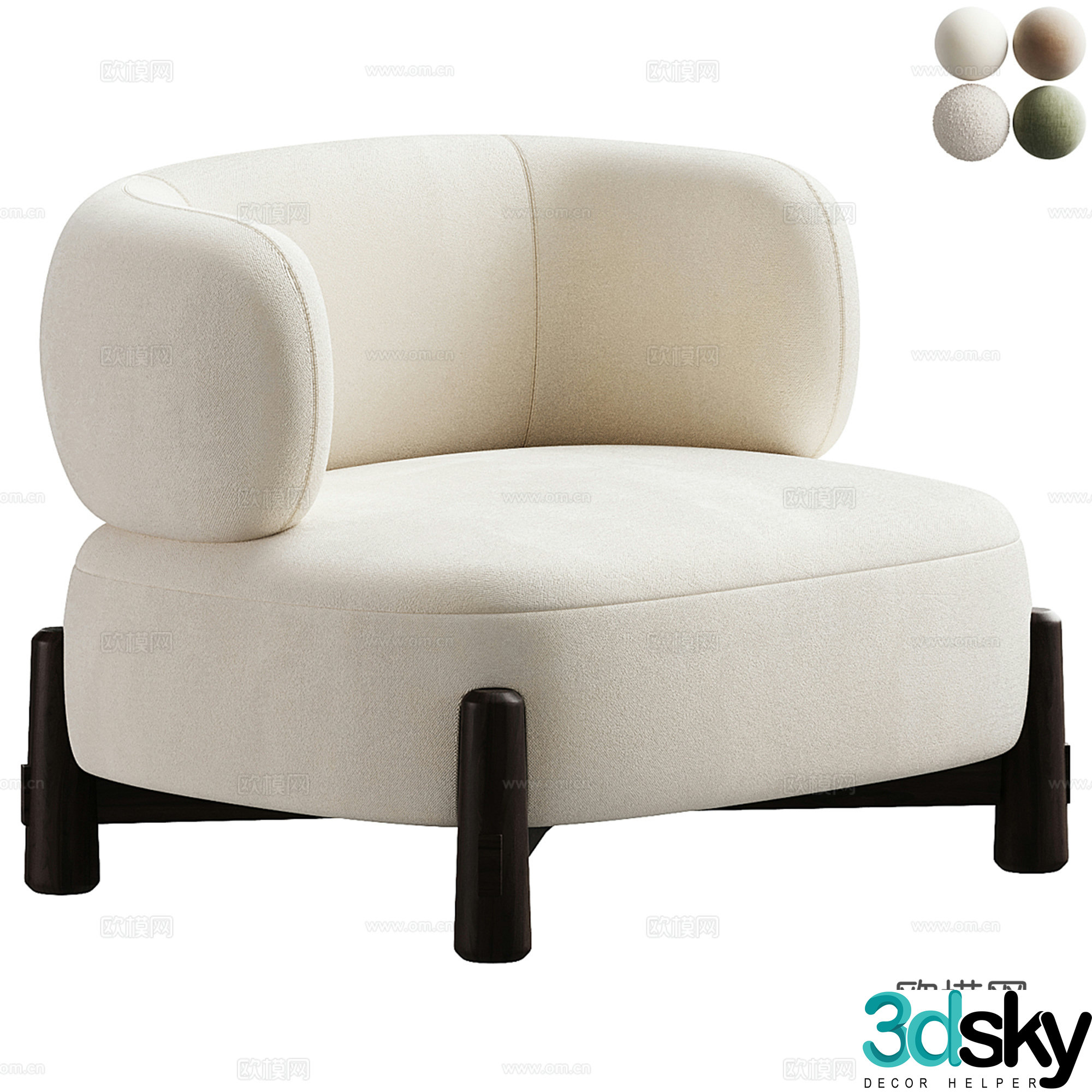 Modern single sofa casual sofa 3d model