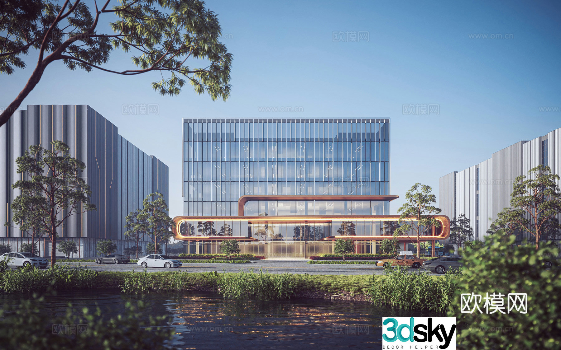 Factory Office Building Exterior Industrial Park appearance 3D model