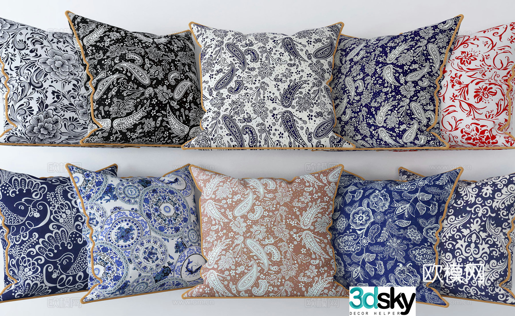 New Chinese style pillow 3D model