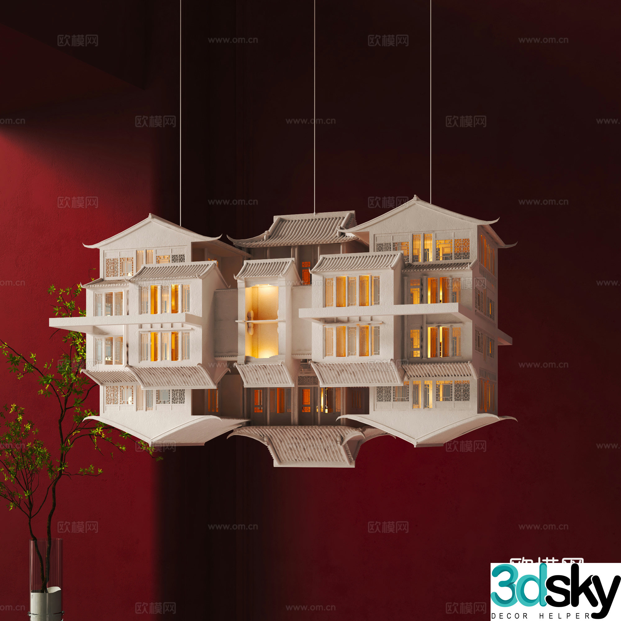 New Chinese creative chandeliers 3D model