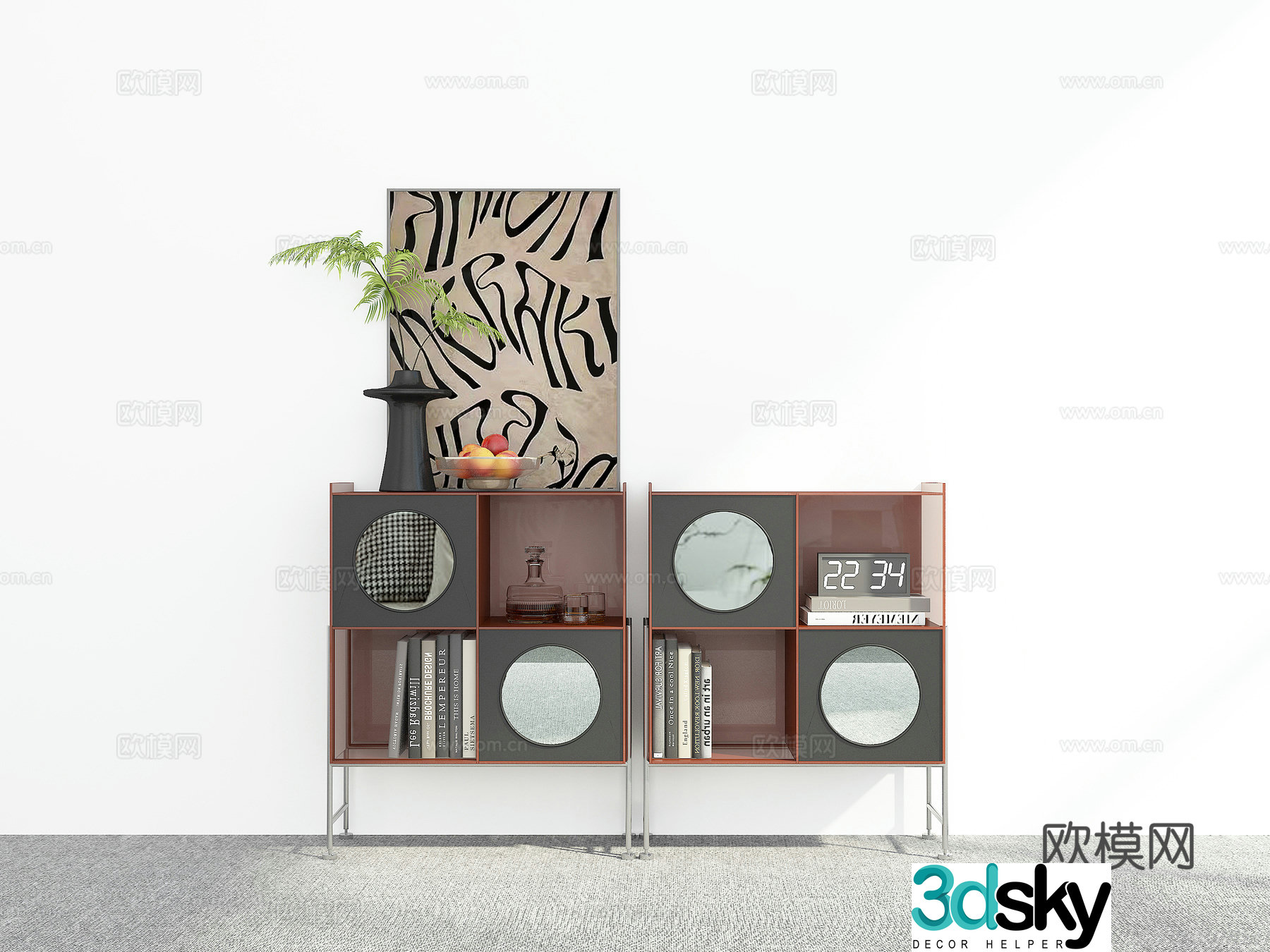 Modern sideboard short bookcase 3D model