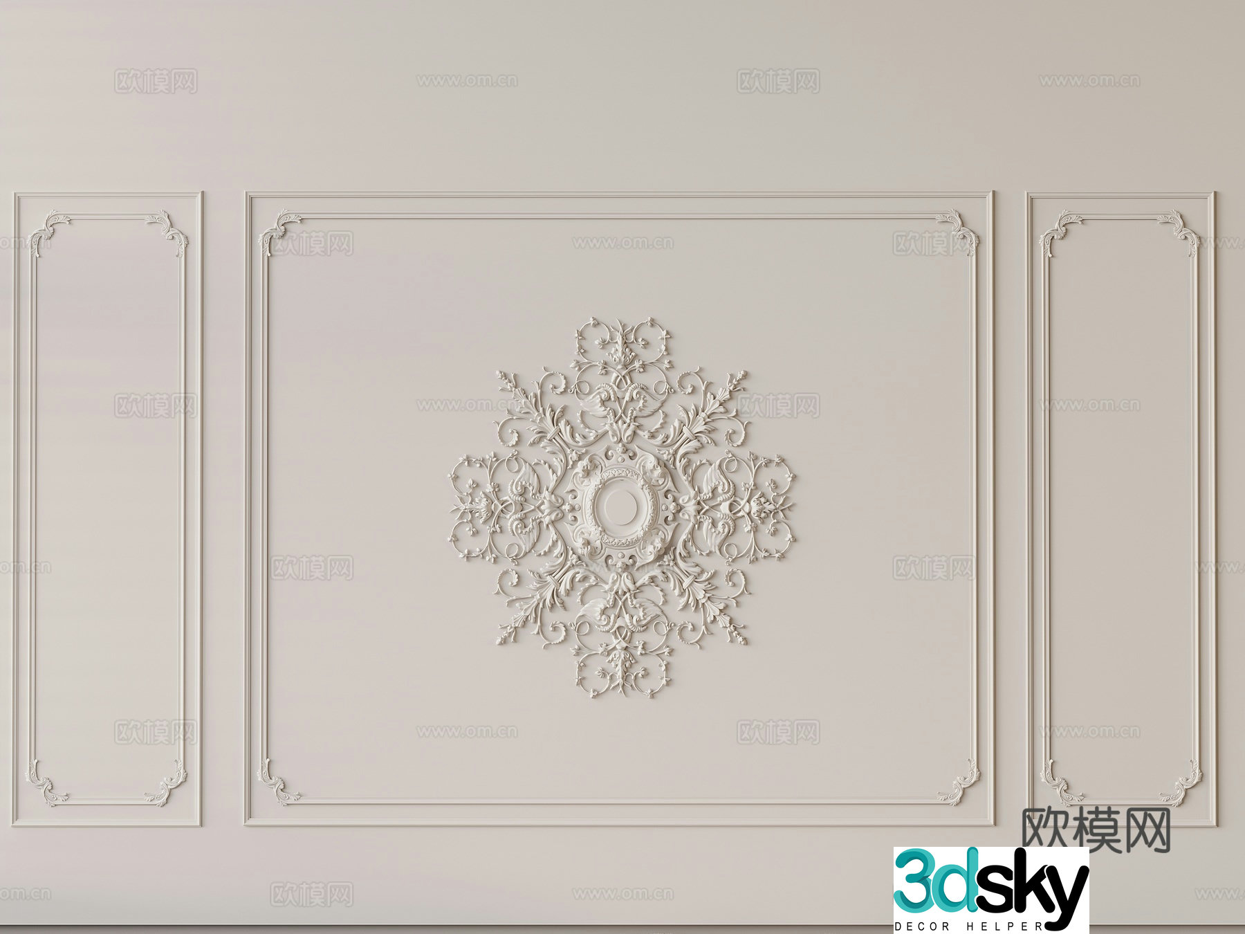 French carving gypsum lines 3d model
