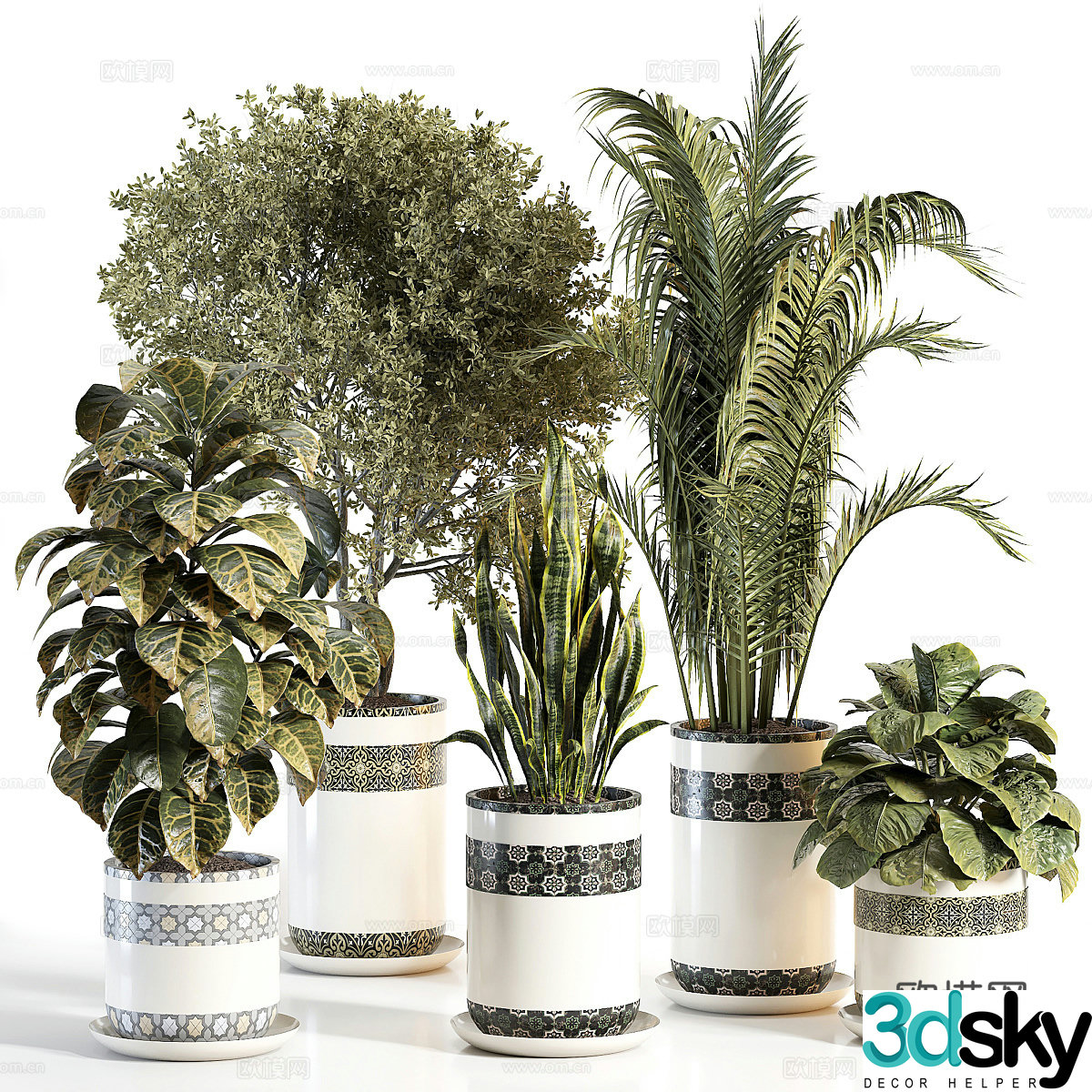 Scattered Tails Flower Pot Green Plant Pot 3D Model