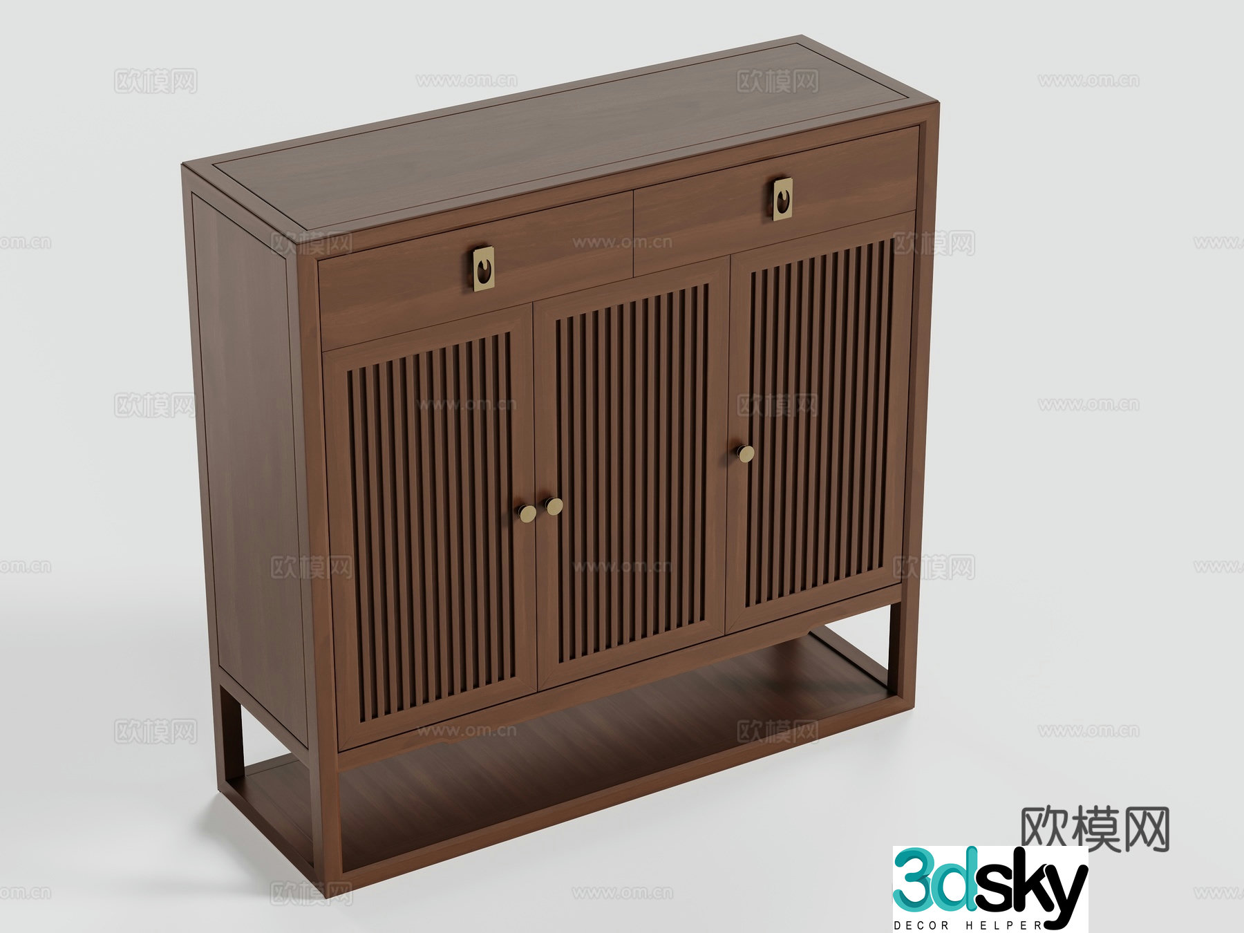 New Chinese style finished shoe cabinet low cabinet 3D model
