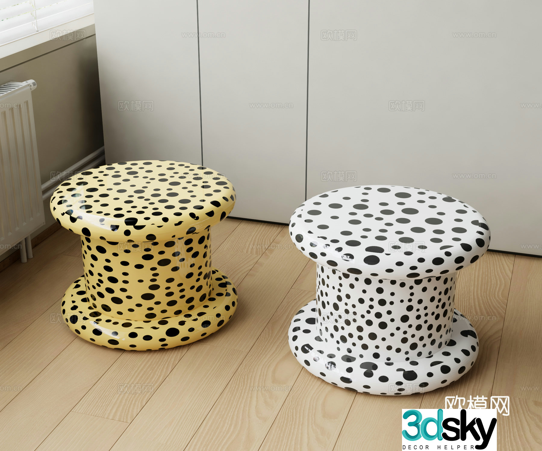 Modern polka dot stool shoe change stool small stool 3d model
