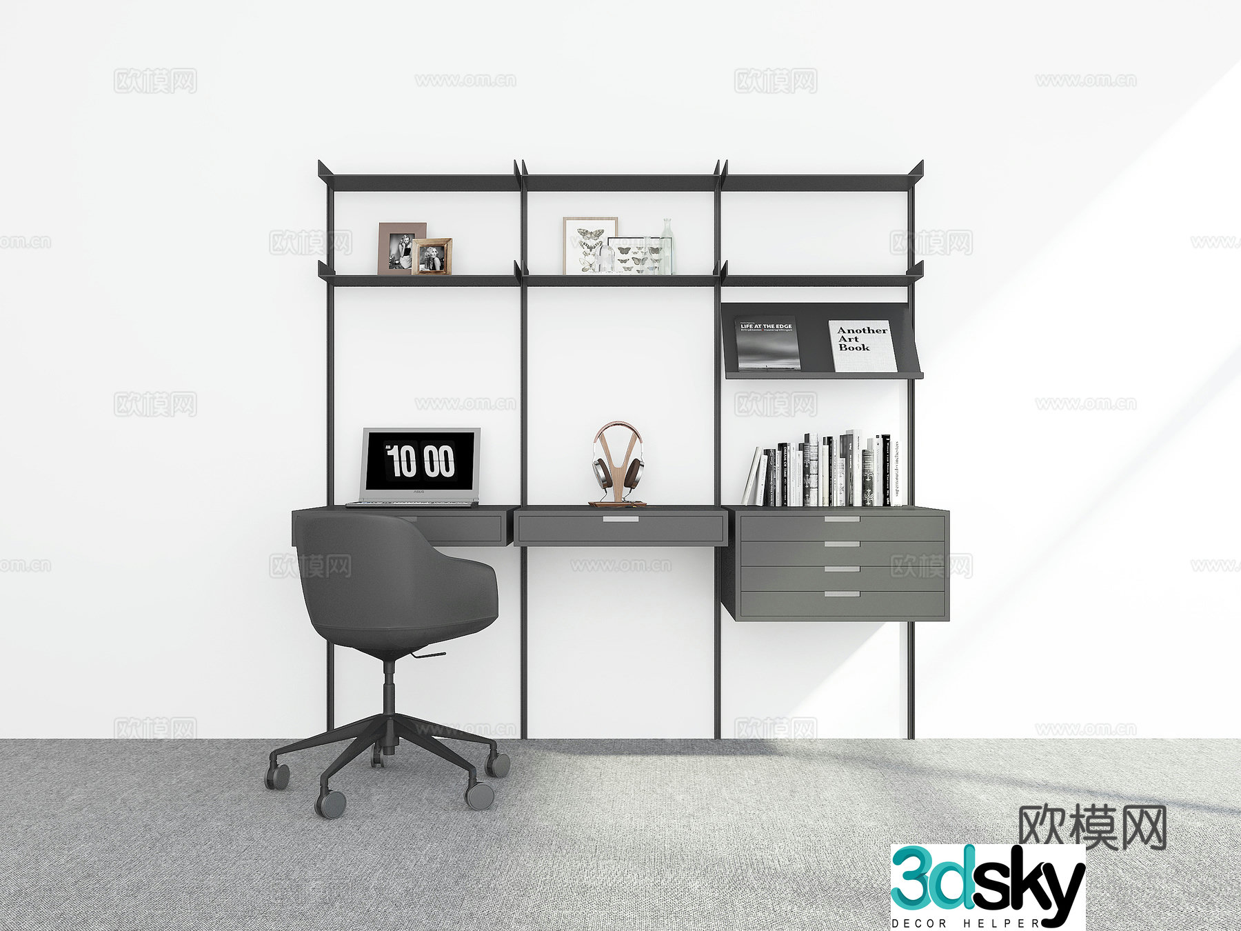 Modern desk and chair 3d model