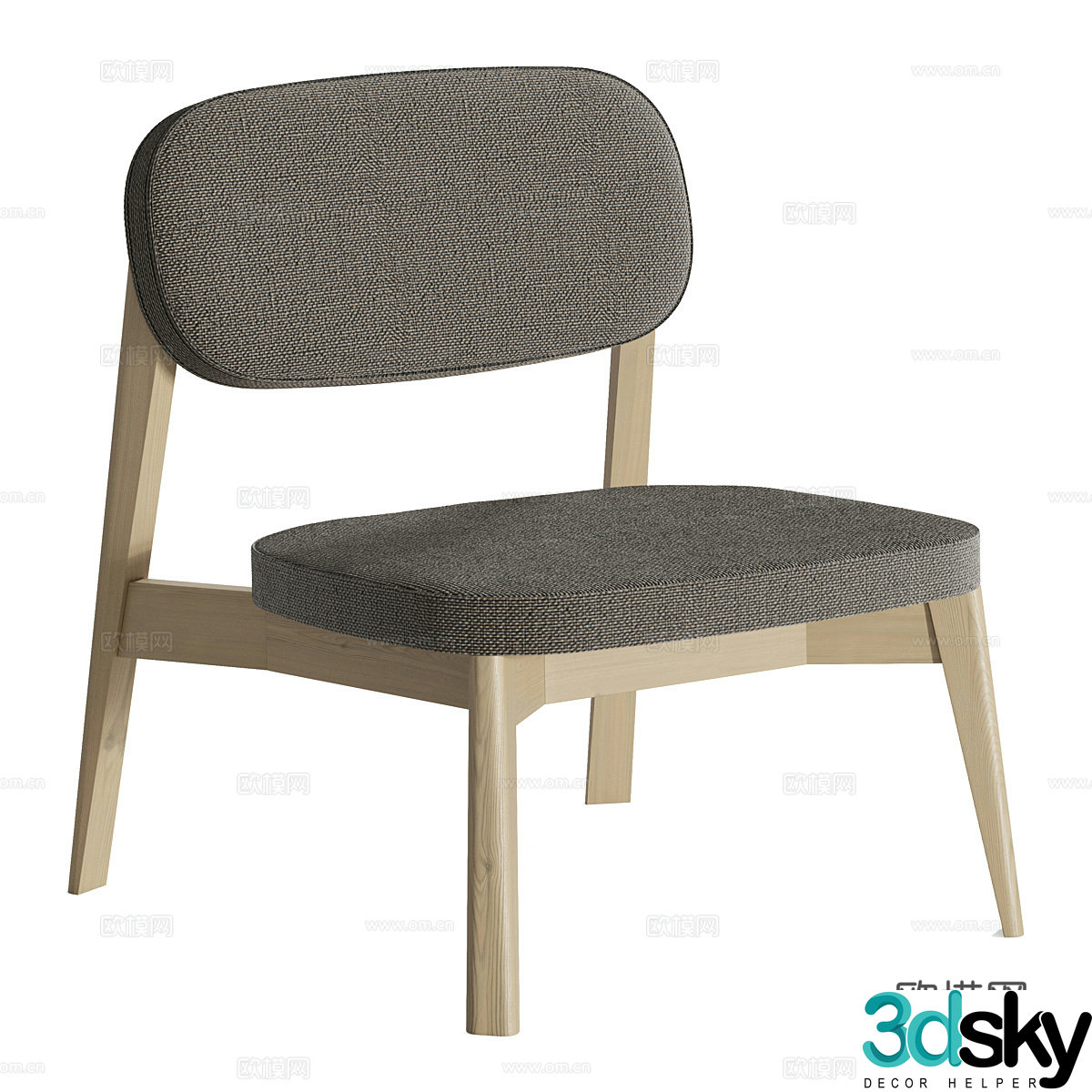 Nordic simple chair dining chair 3d model
