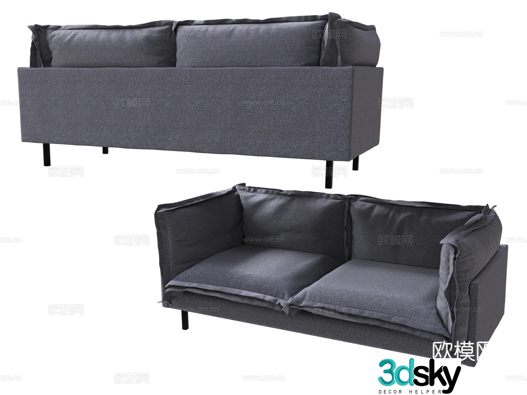 Modern double sofa 3d model