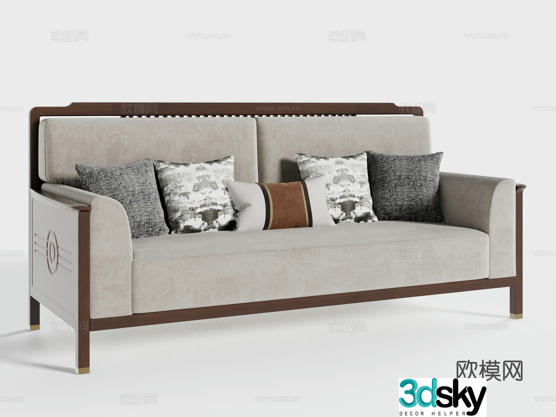 New Chinese three-person sofa 3D model