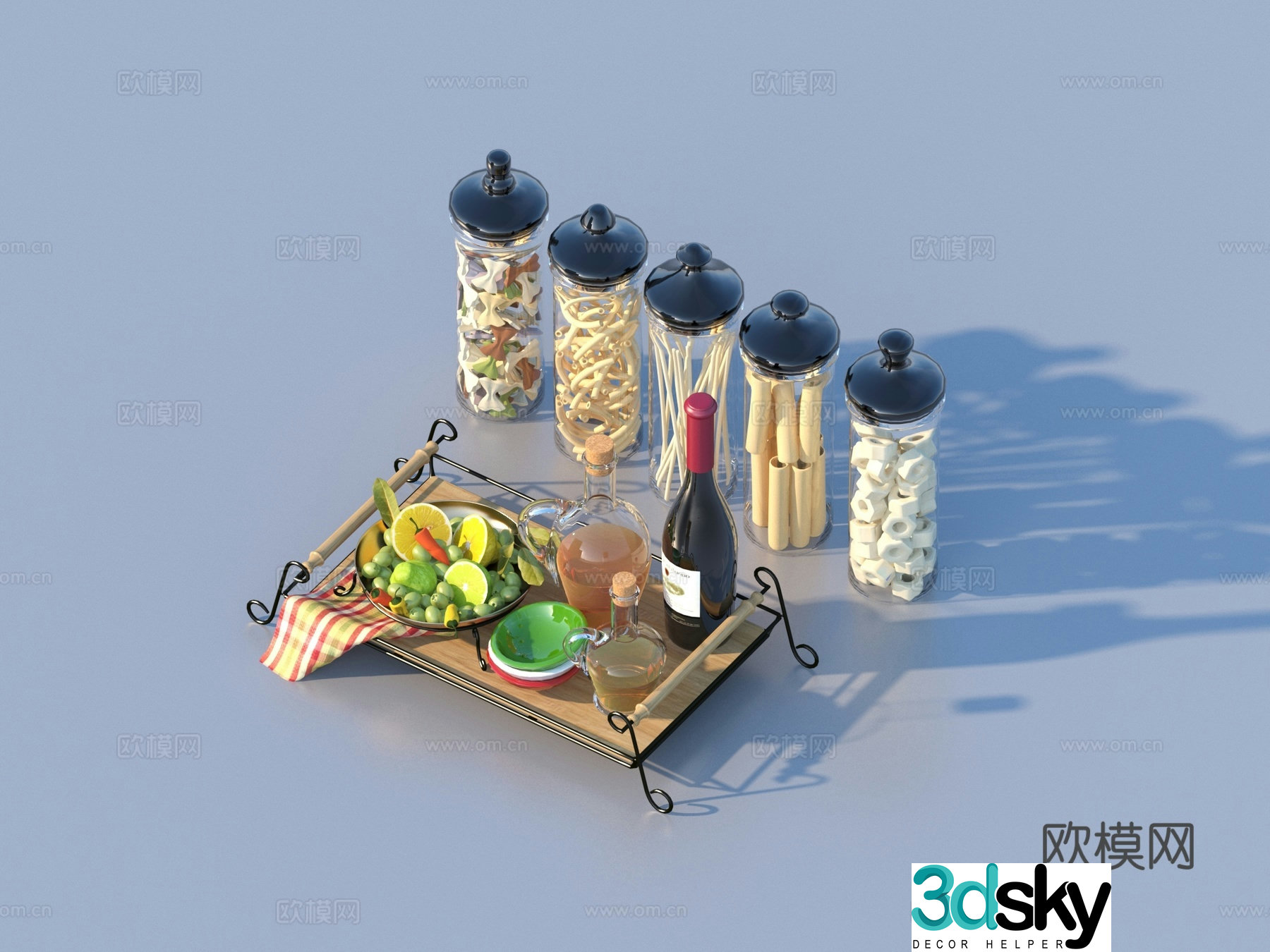 Kitchen accessories condiment bottle glass bottle 3d model