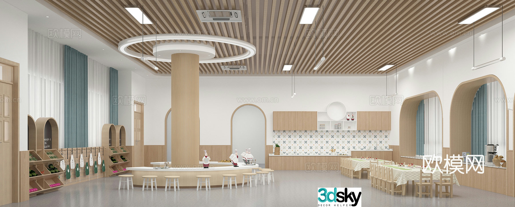 Kindergarten baking room Children experience kitchen parent -child experience kitchen kindergarten handmade room 3D model