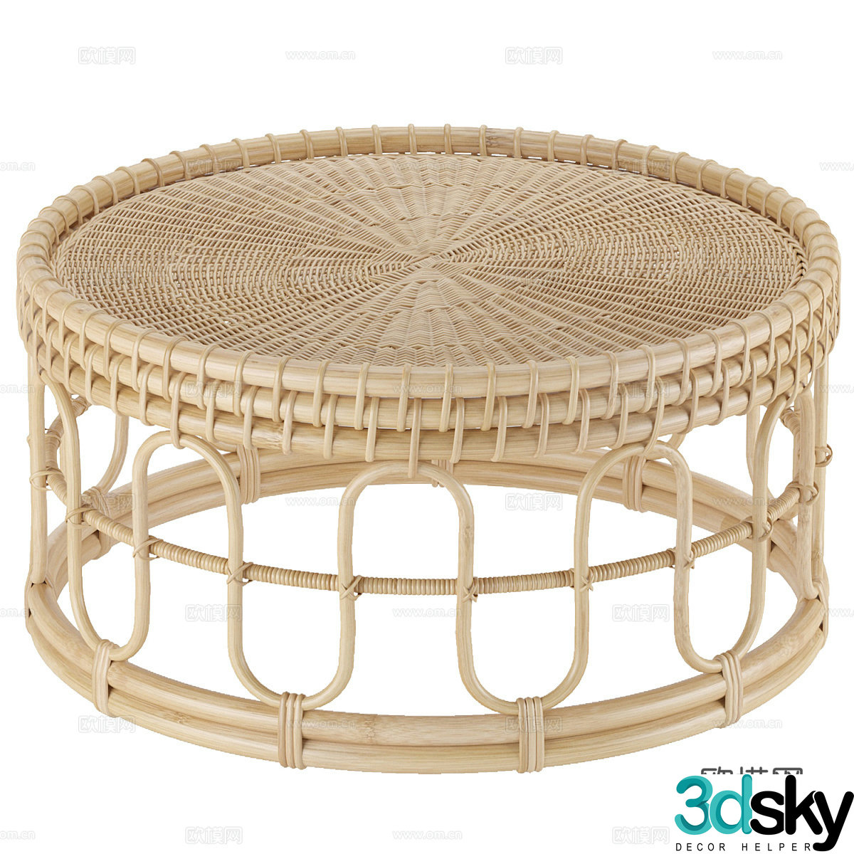 New Chinese rattan coffee table coffee table 3D model