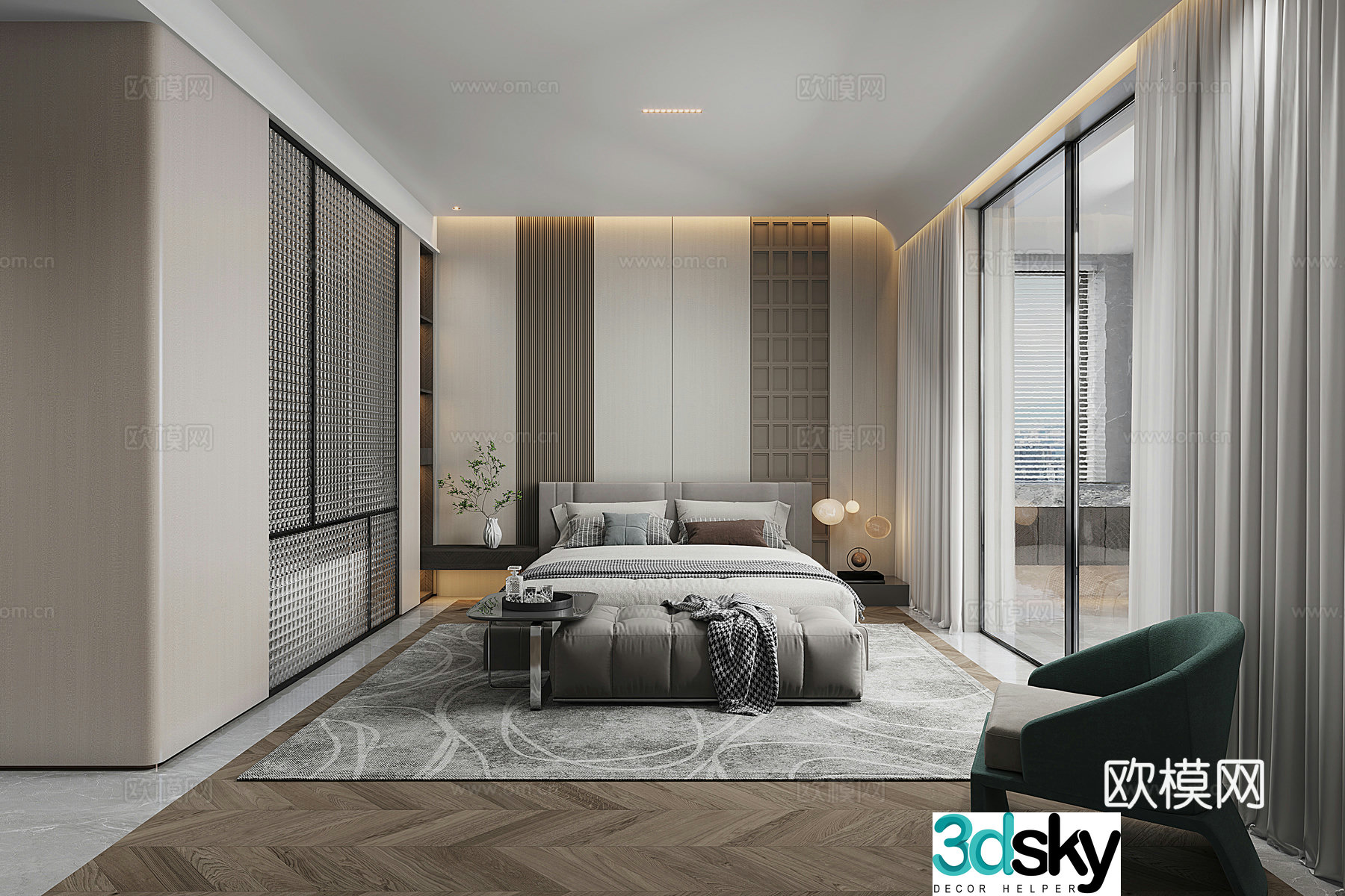 Modern bedroom master bedroom 3d model
