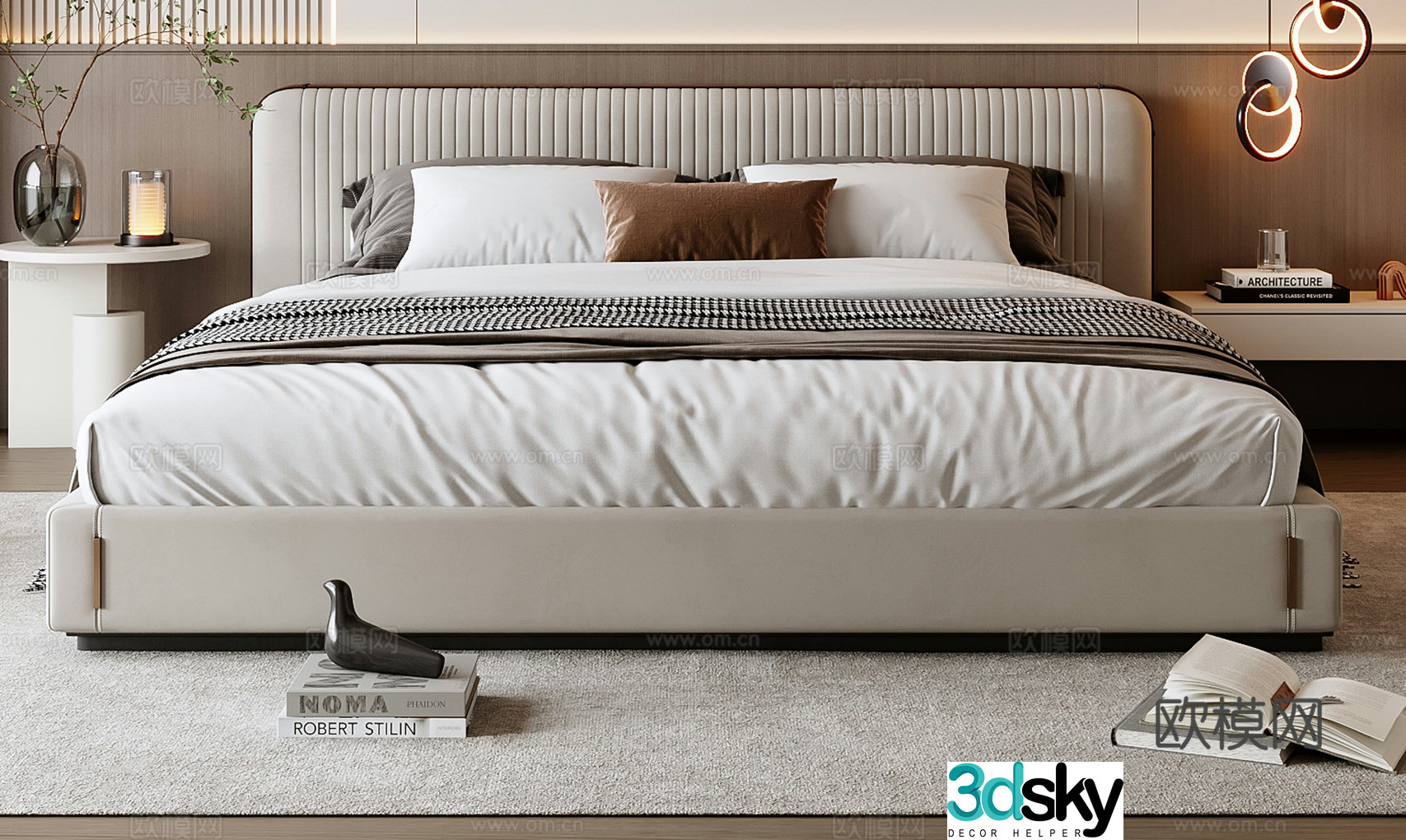 Modern double bed 3D model