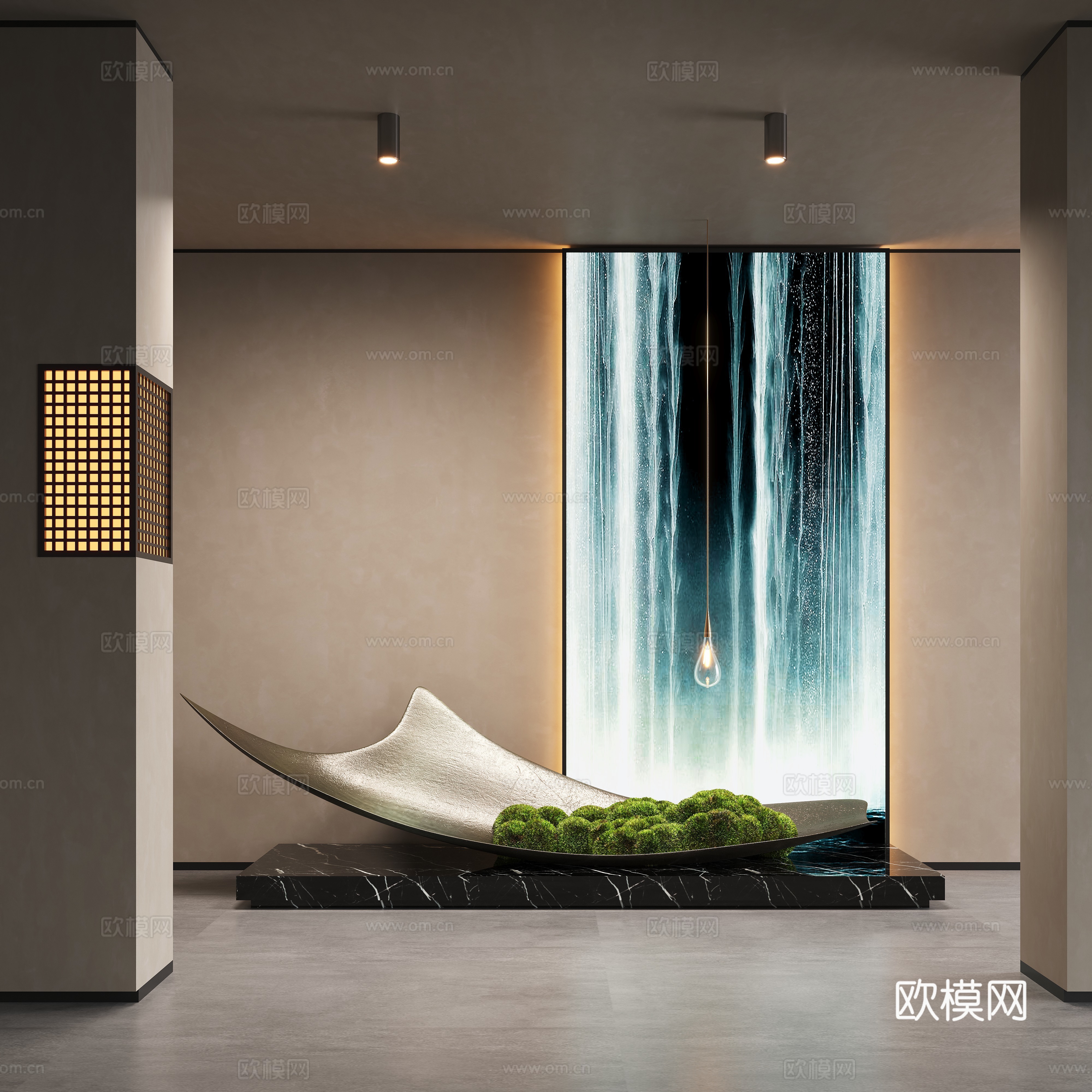 New Chinese style room landscape installation art installation 3d model