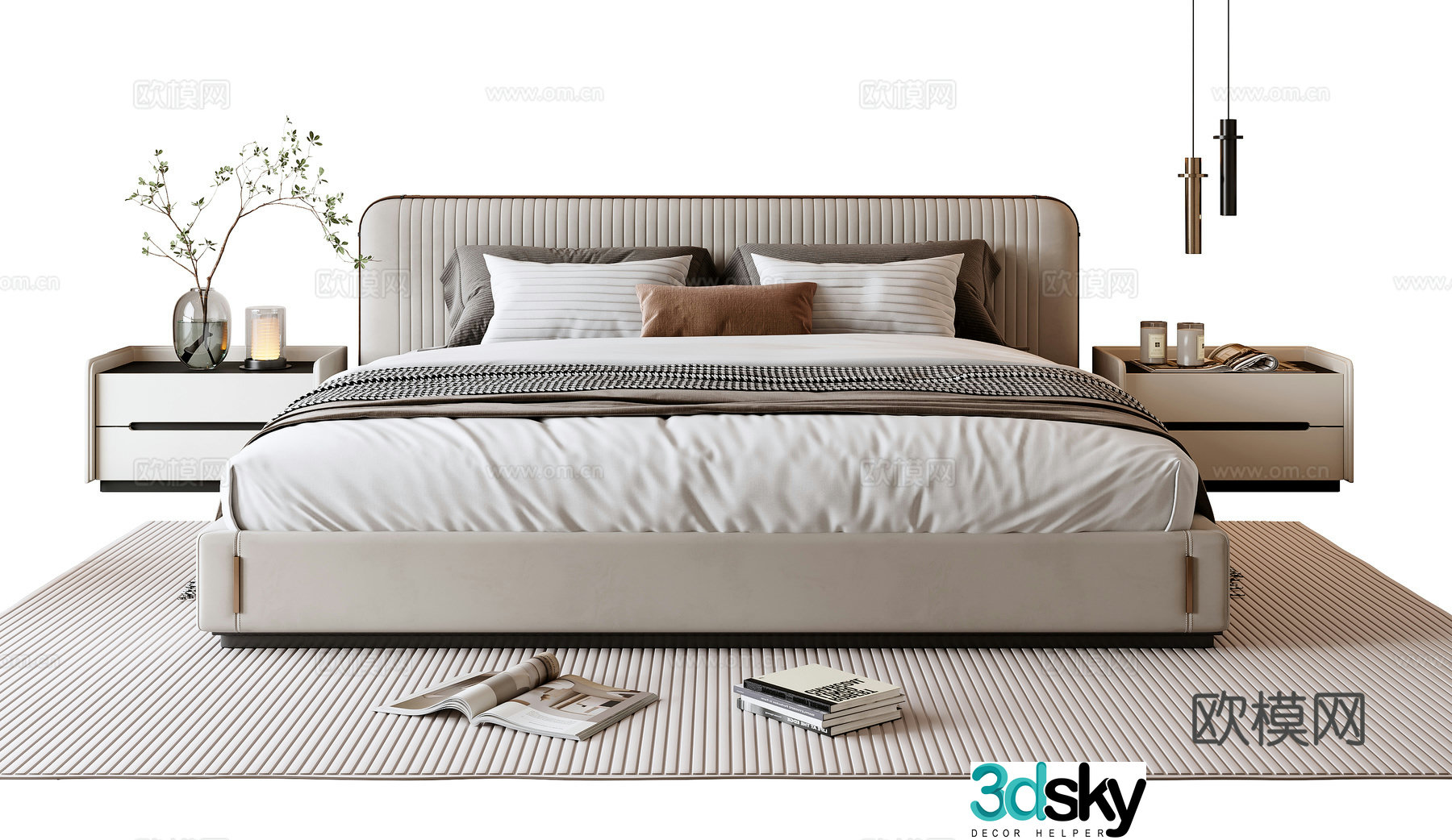 Modern double bed 3d model