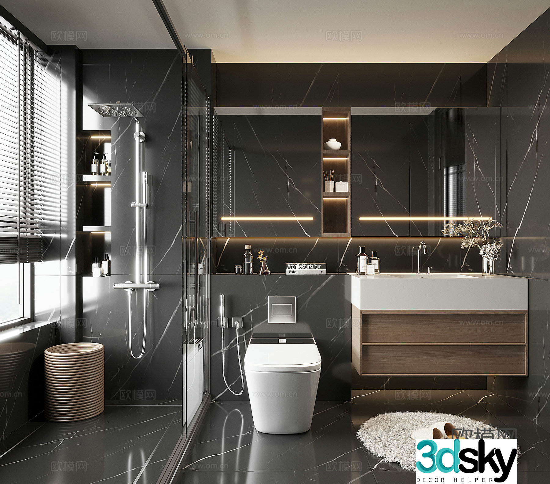 Advanced gray bathroom 3d model