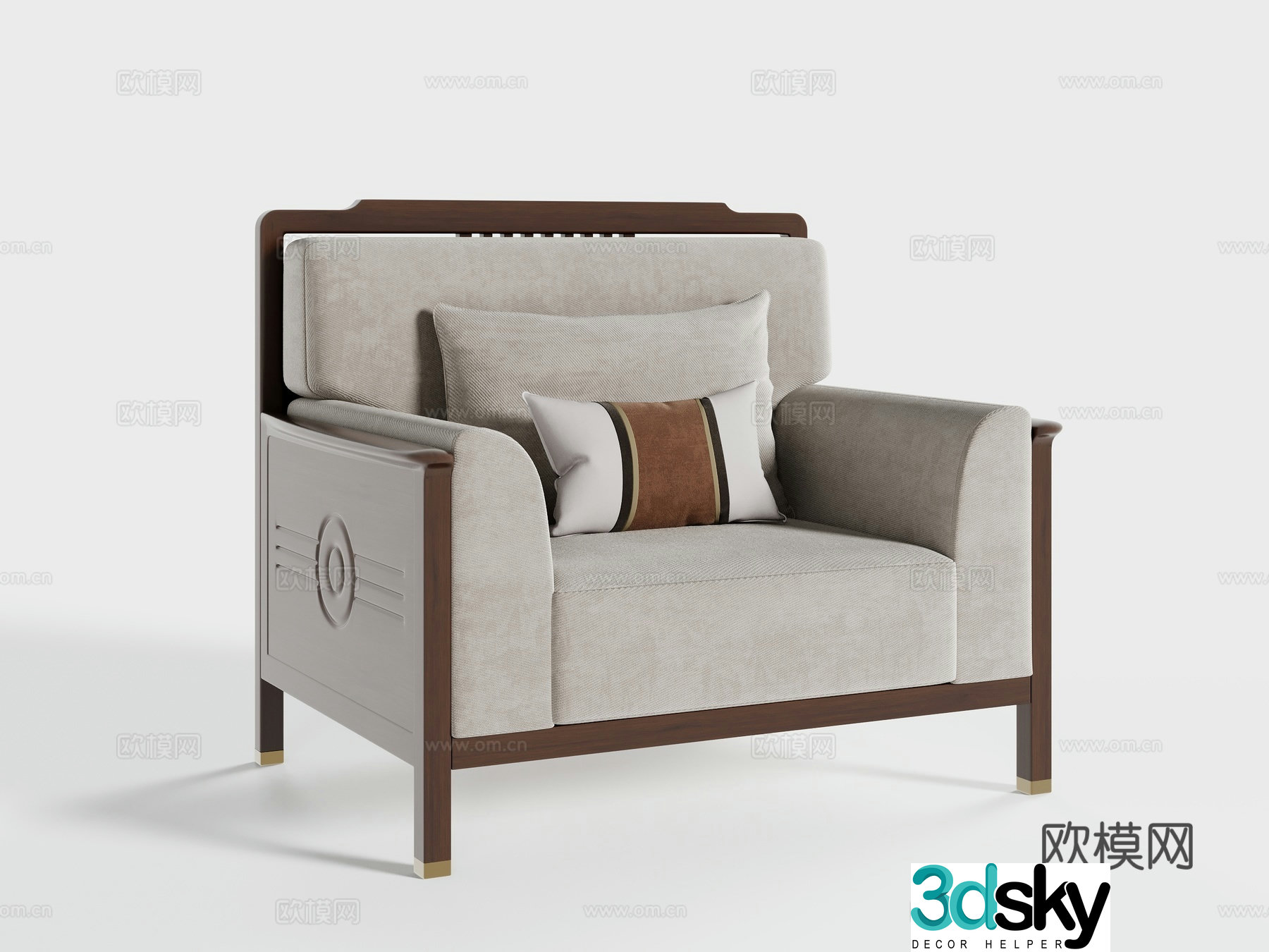 New Chinese single sofa 3D model