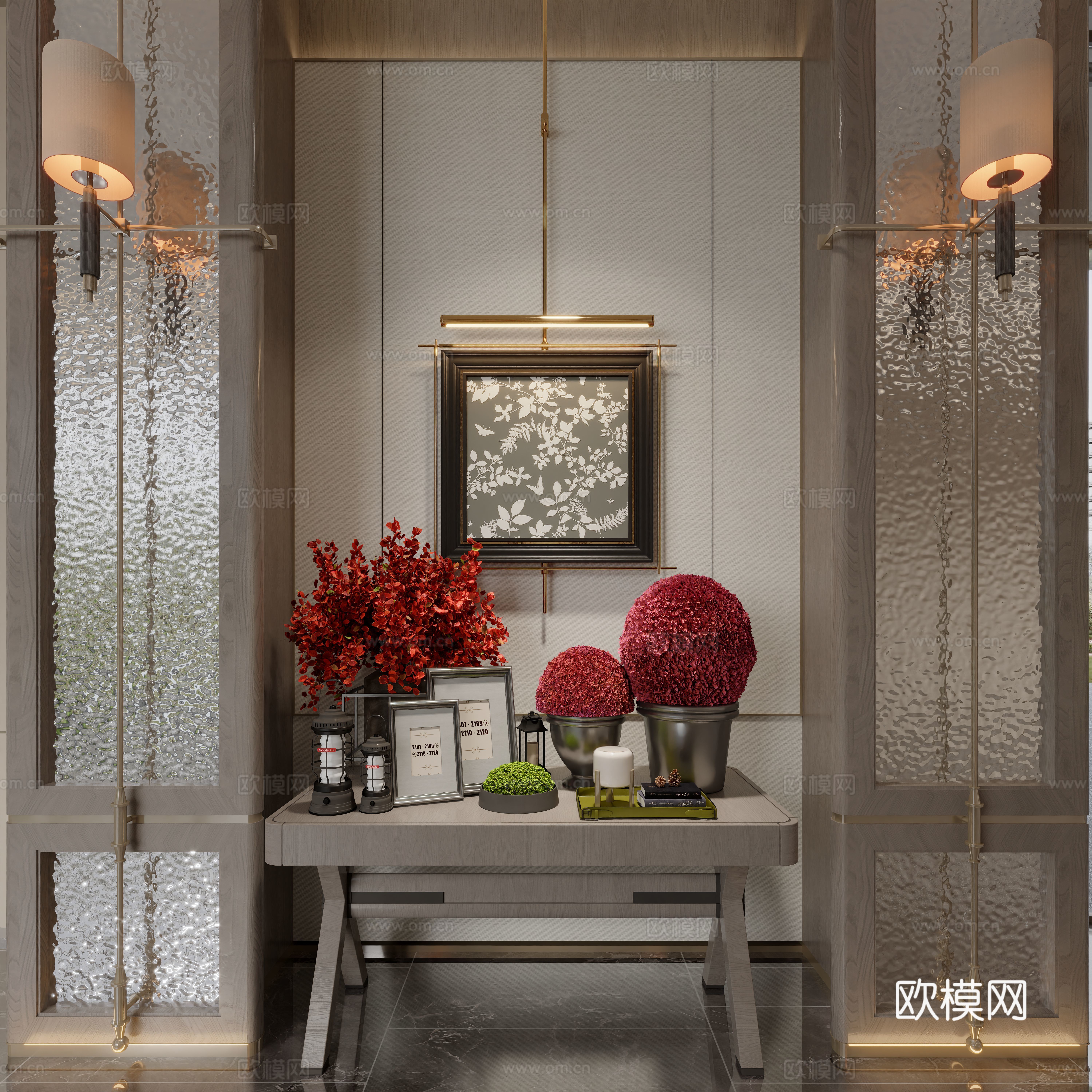 Modern hotel end viewing platform entrance table 3D model