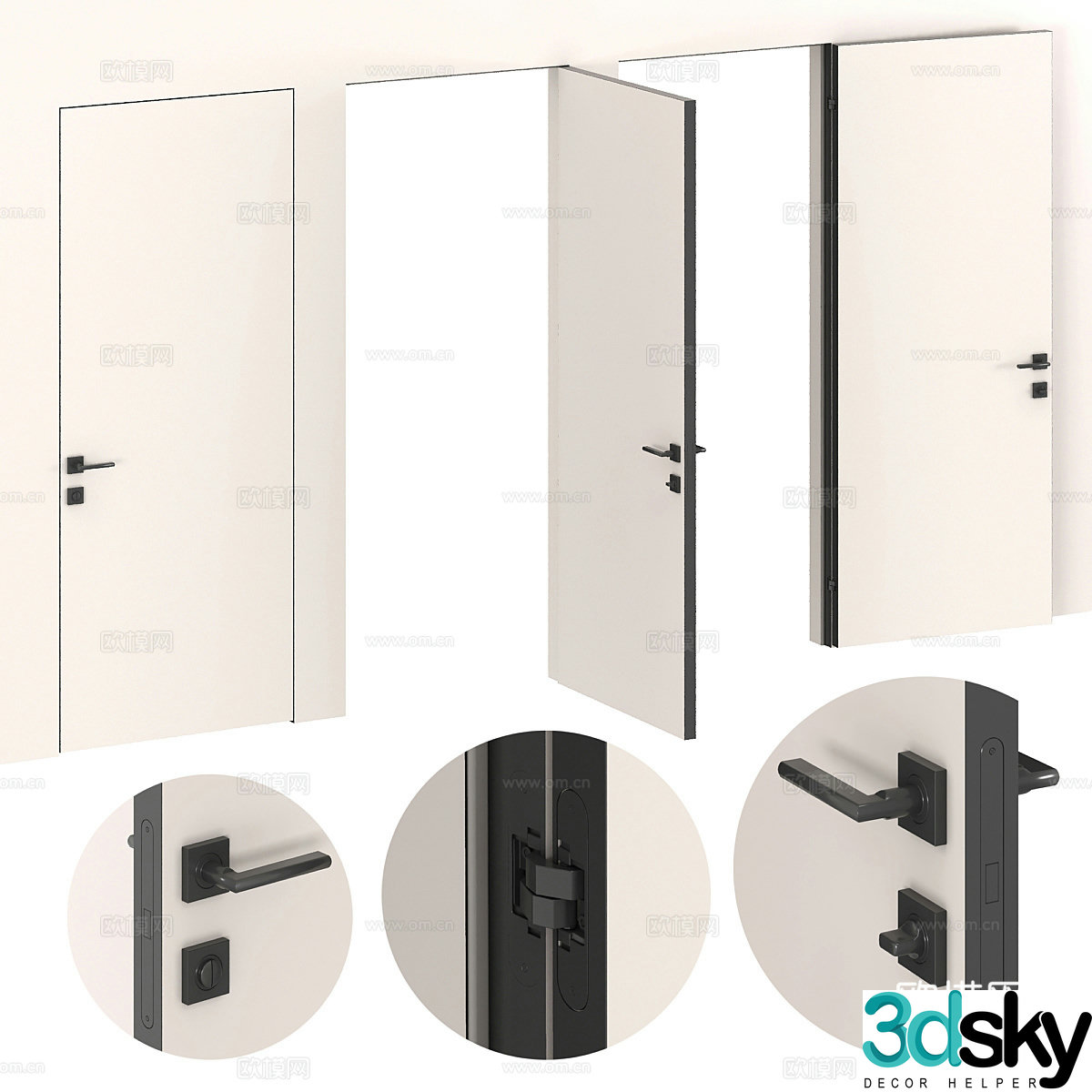 Italian minimalist door frameless door invisible door 3D model