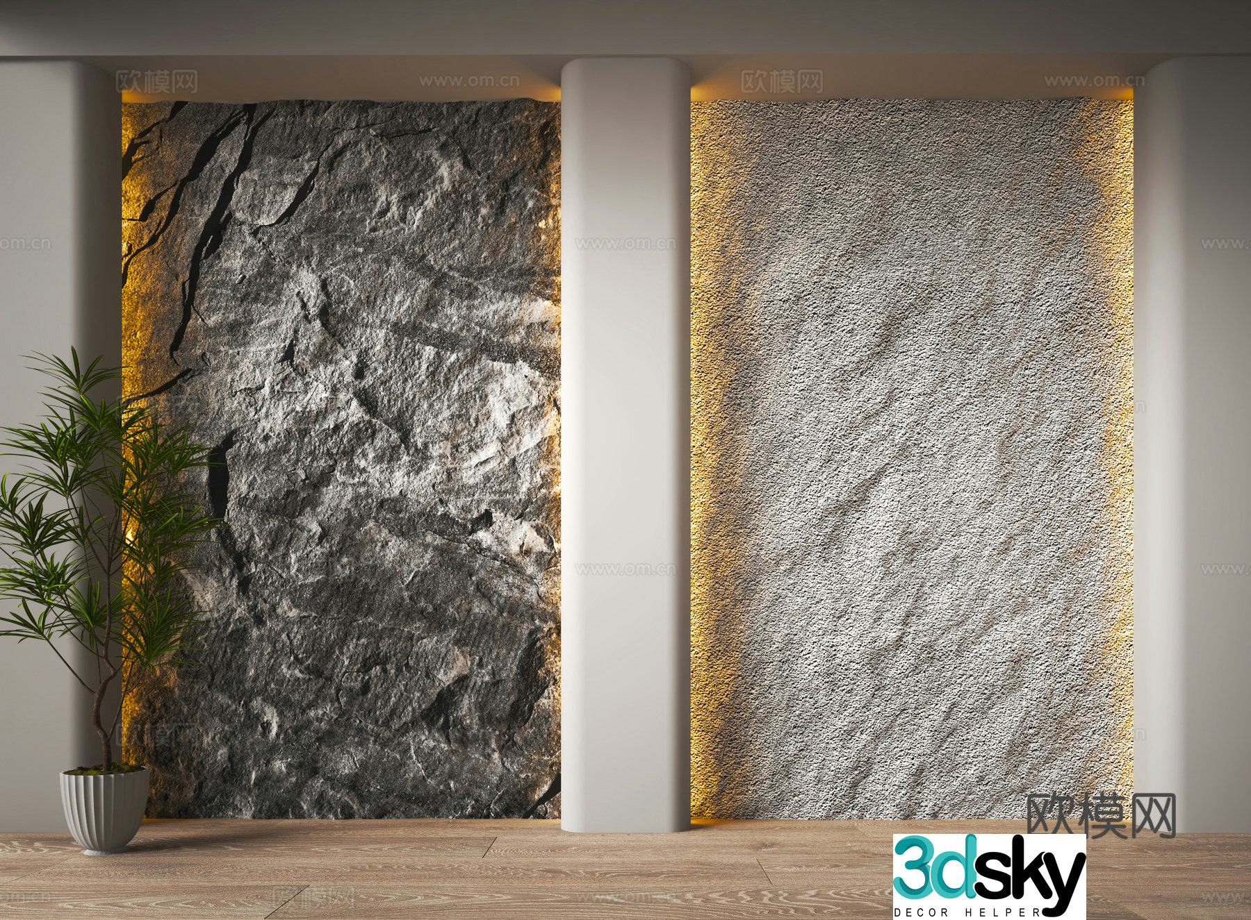 Modern wool stone background wall molten rock stone wall 3d model