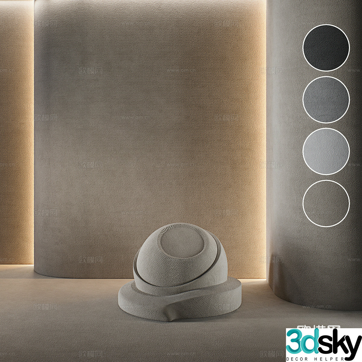 Cloth-patterned brick texture wall 3D model