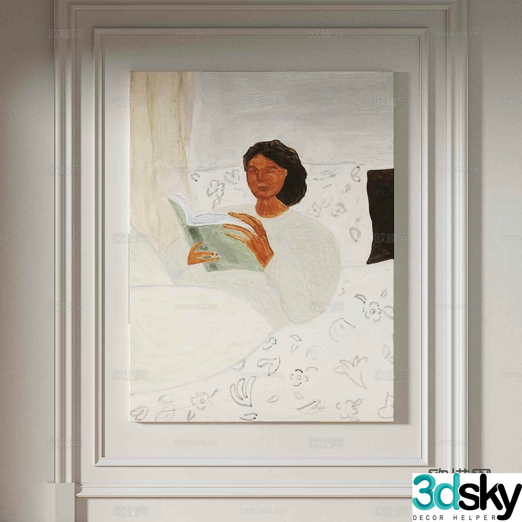 Modern figure painting retro oil painting 3d model