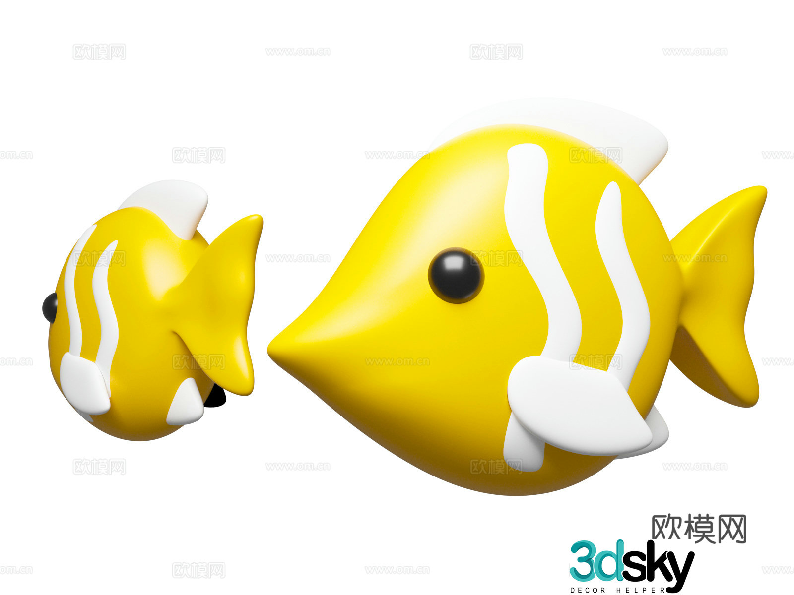 Cartoon clown fish clown fish cartoon marine life theme sculpture 3d model