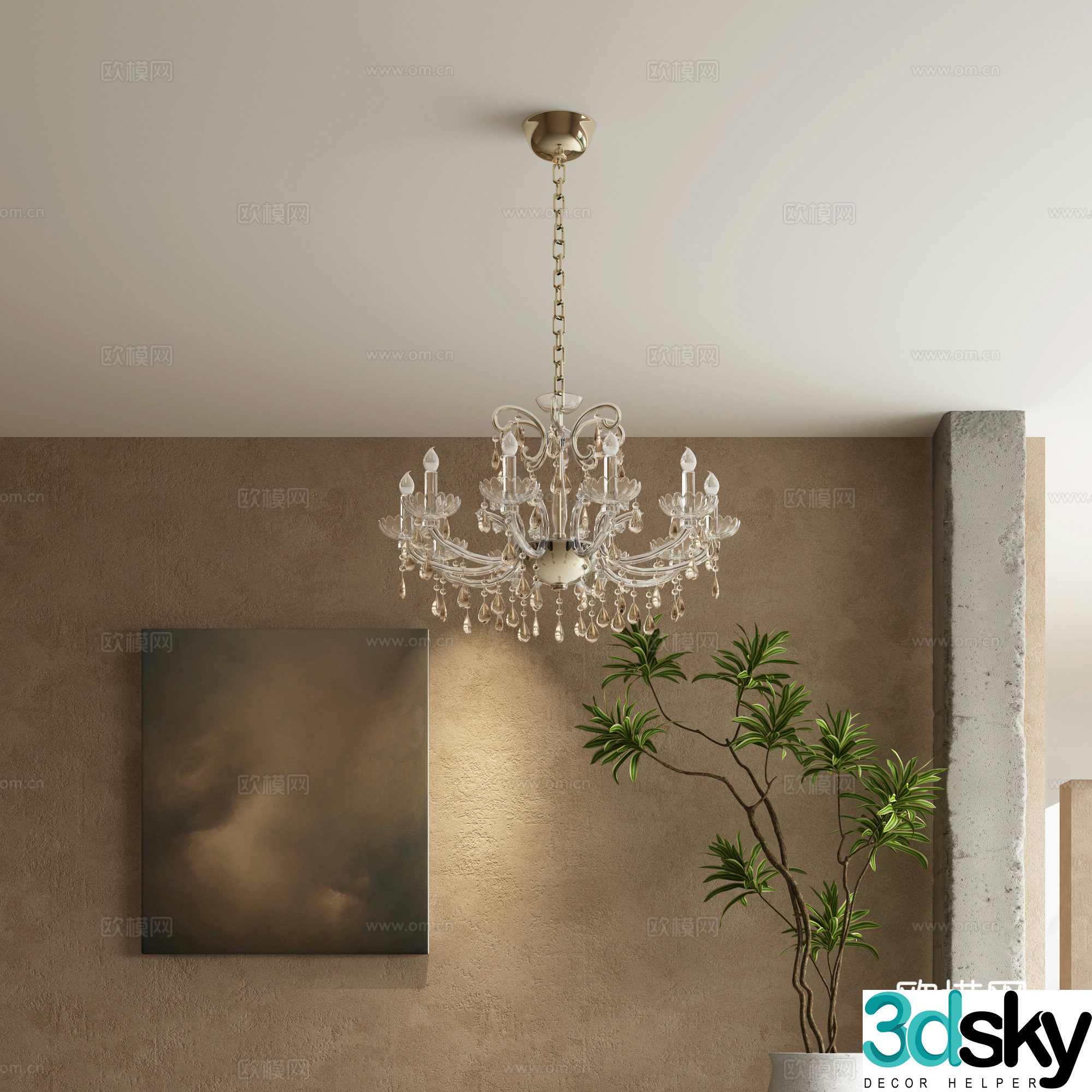 French crystal lamp Candlestick crystal lamp 3d model