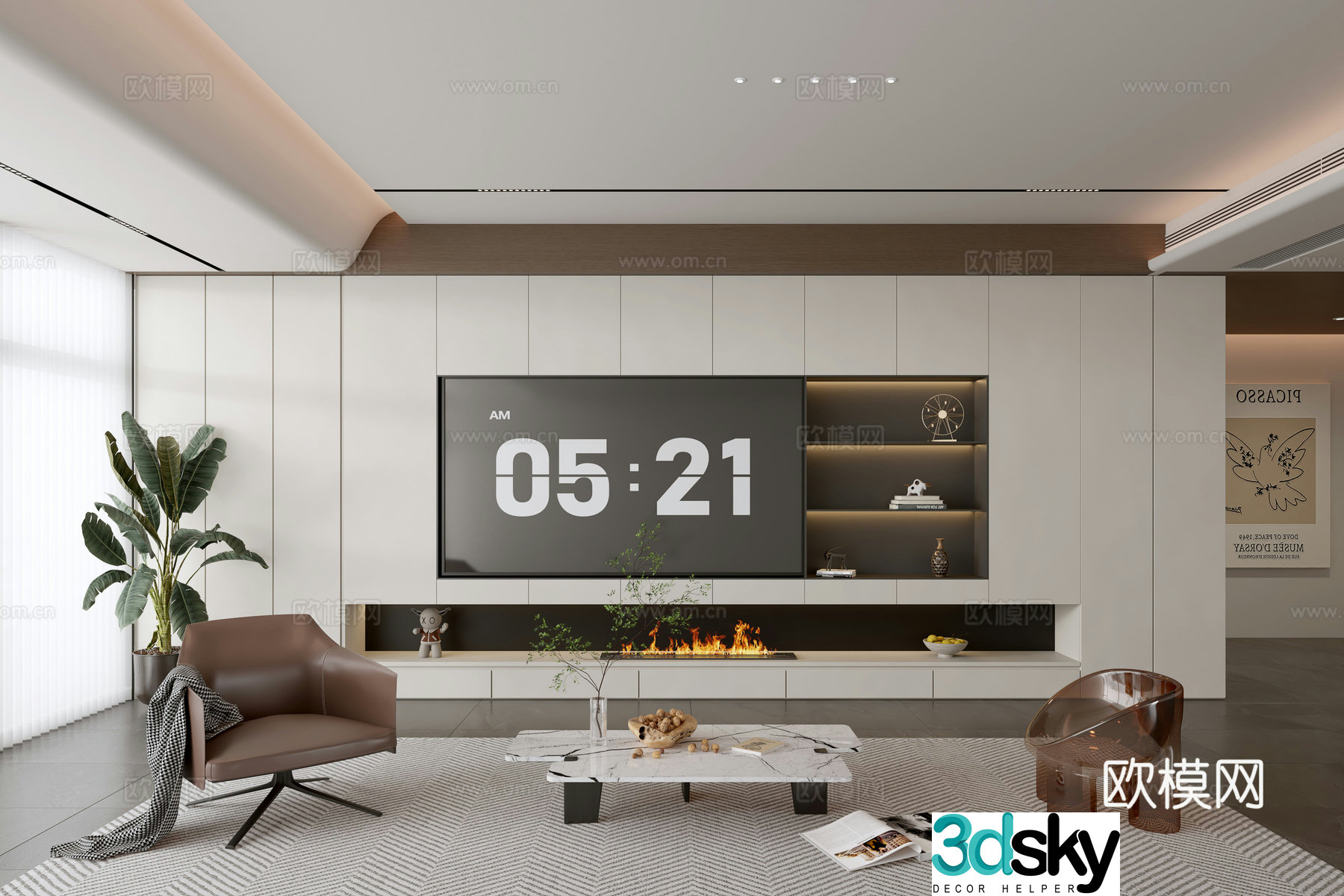 Modern TV wall whole wall cabinet integrated TV cabinet 3D model