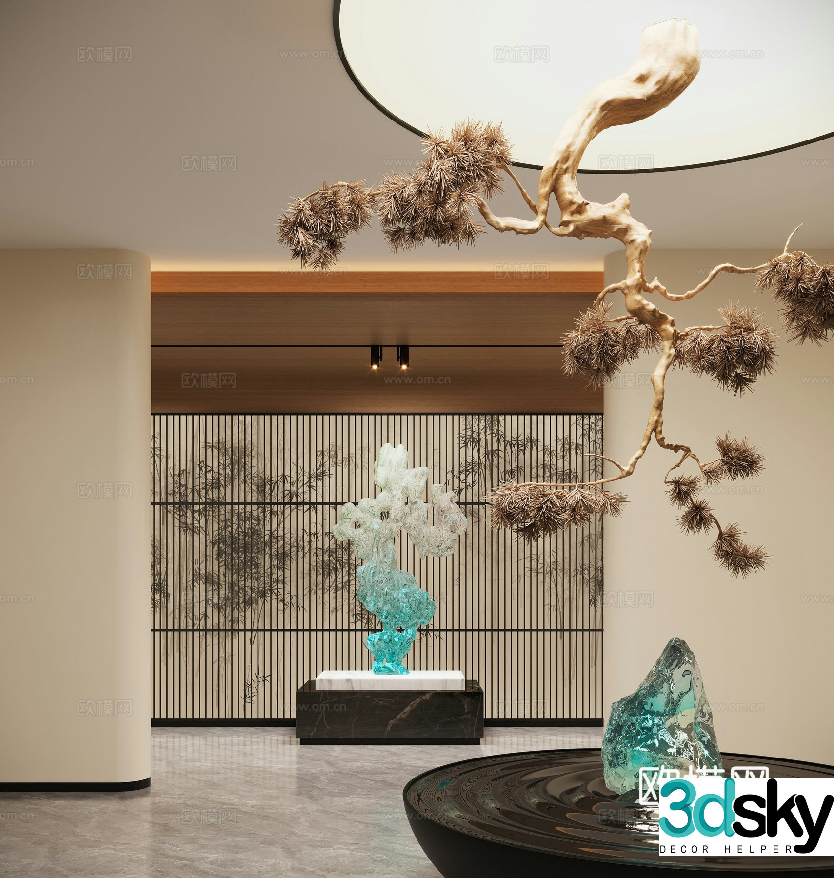 New Chinese interior landscape installation 3D model