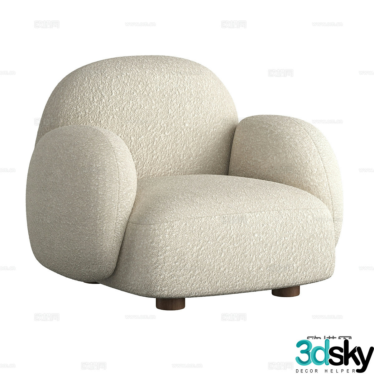 Creamy single sofa 3d model