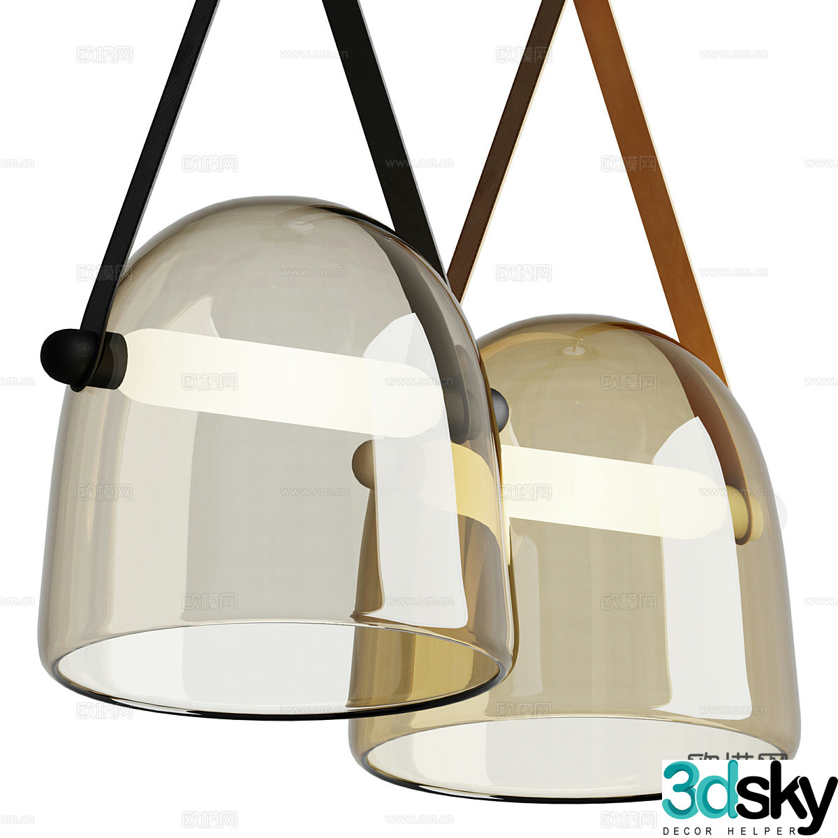 New Chinese-style craft pendant lamp glass pendant lamp 3D model