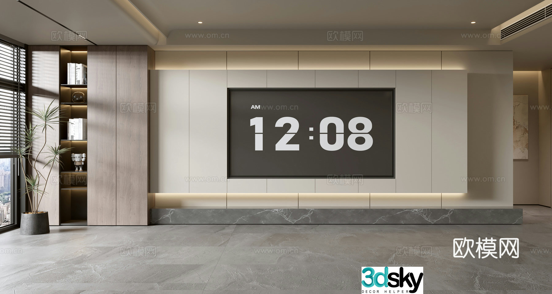 Modern simple living room light luxury TV background wall TV set full wall TV cabinet TV cabinet combination 3D model