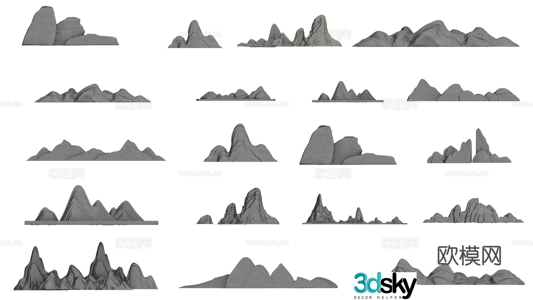 Chinese -style Guo Chaoya Rocked Mountain Line Mountain Stone 3D Model