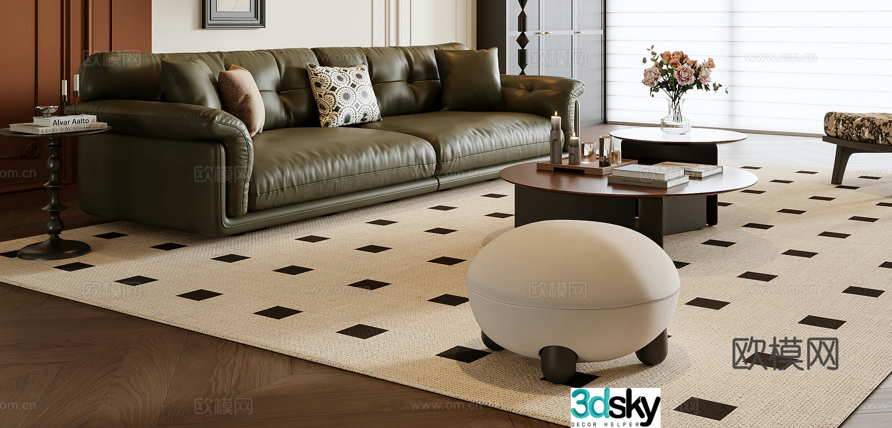 French sofa coffee table combination sofa 3D model