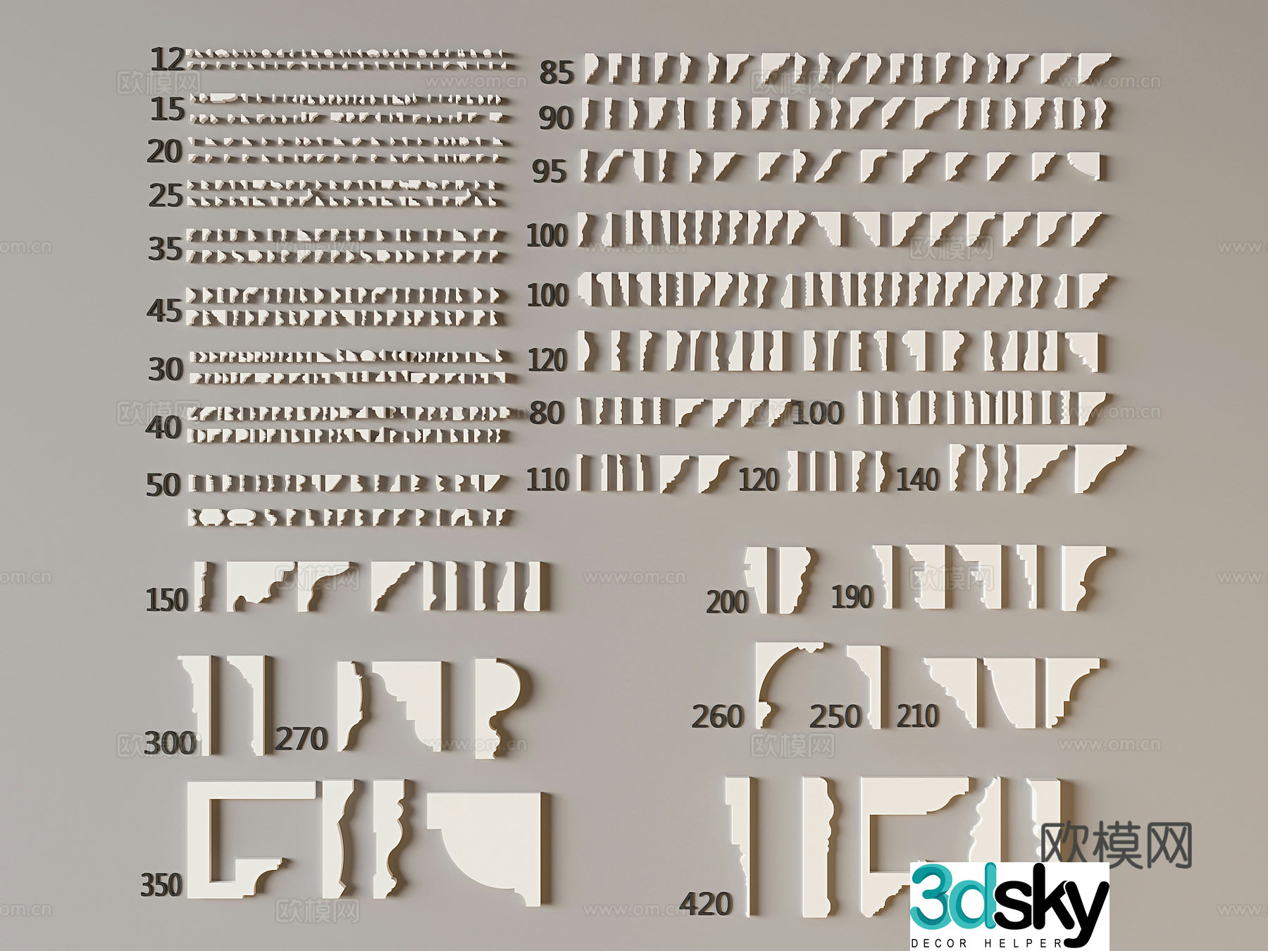 French lines gypsum lines ceiling corner cornice lines top corner corner corner skirting 3d model