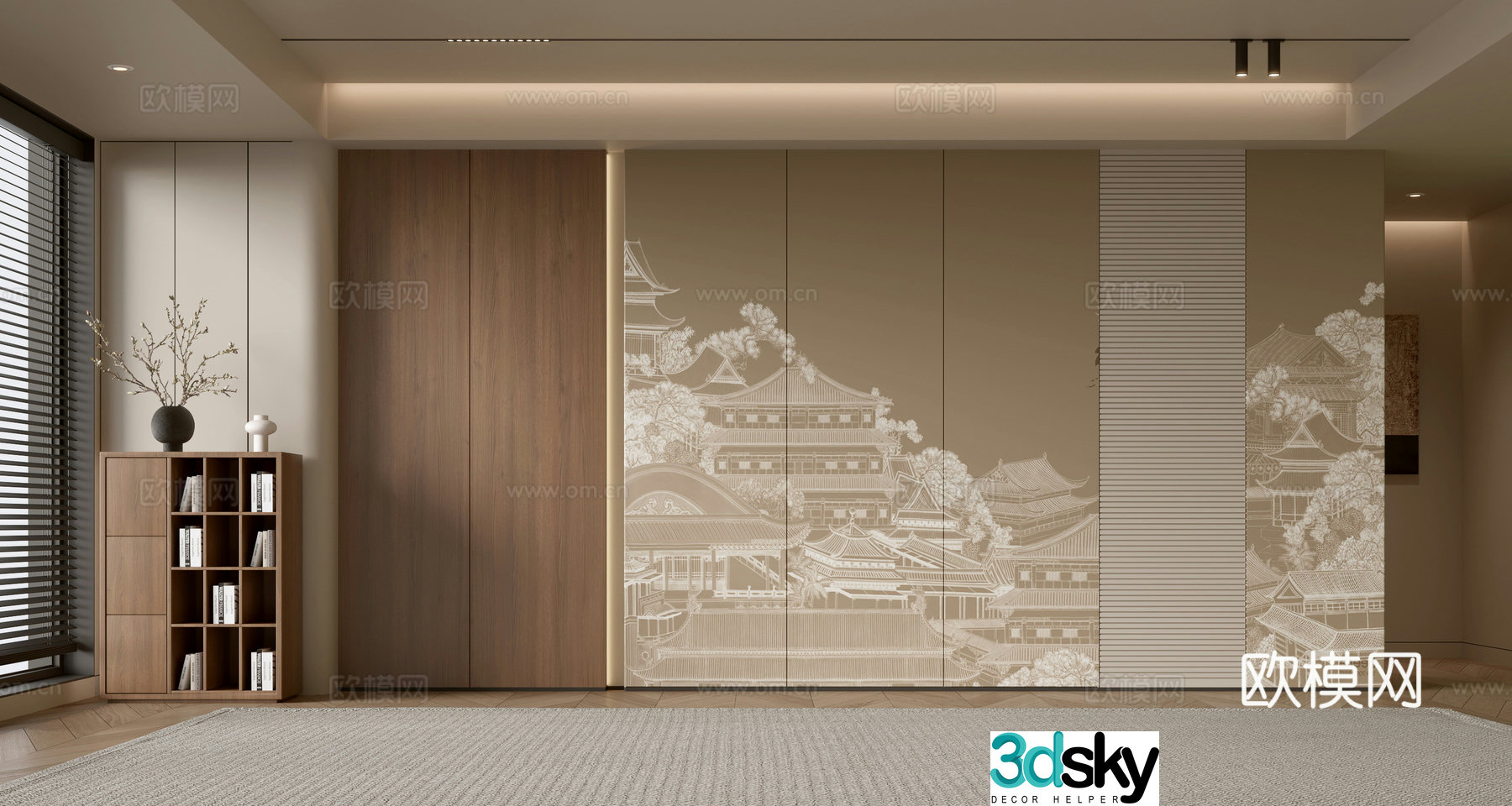 Middle-aged sofa background wall 3d model