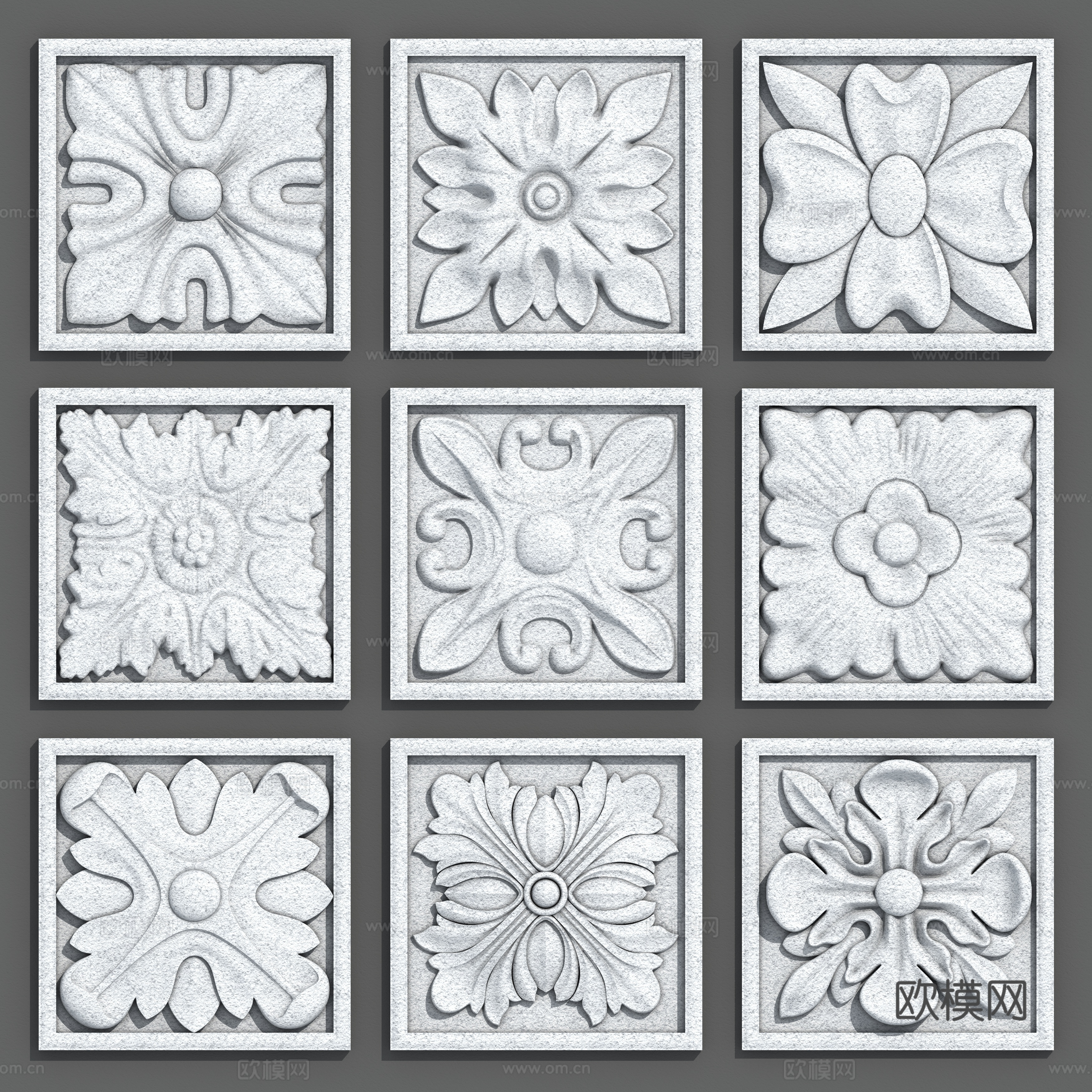 European relief hanging flower star anise flower sun flower carving 3d model