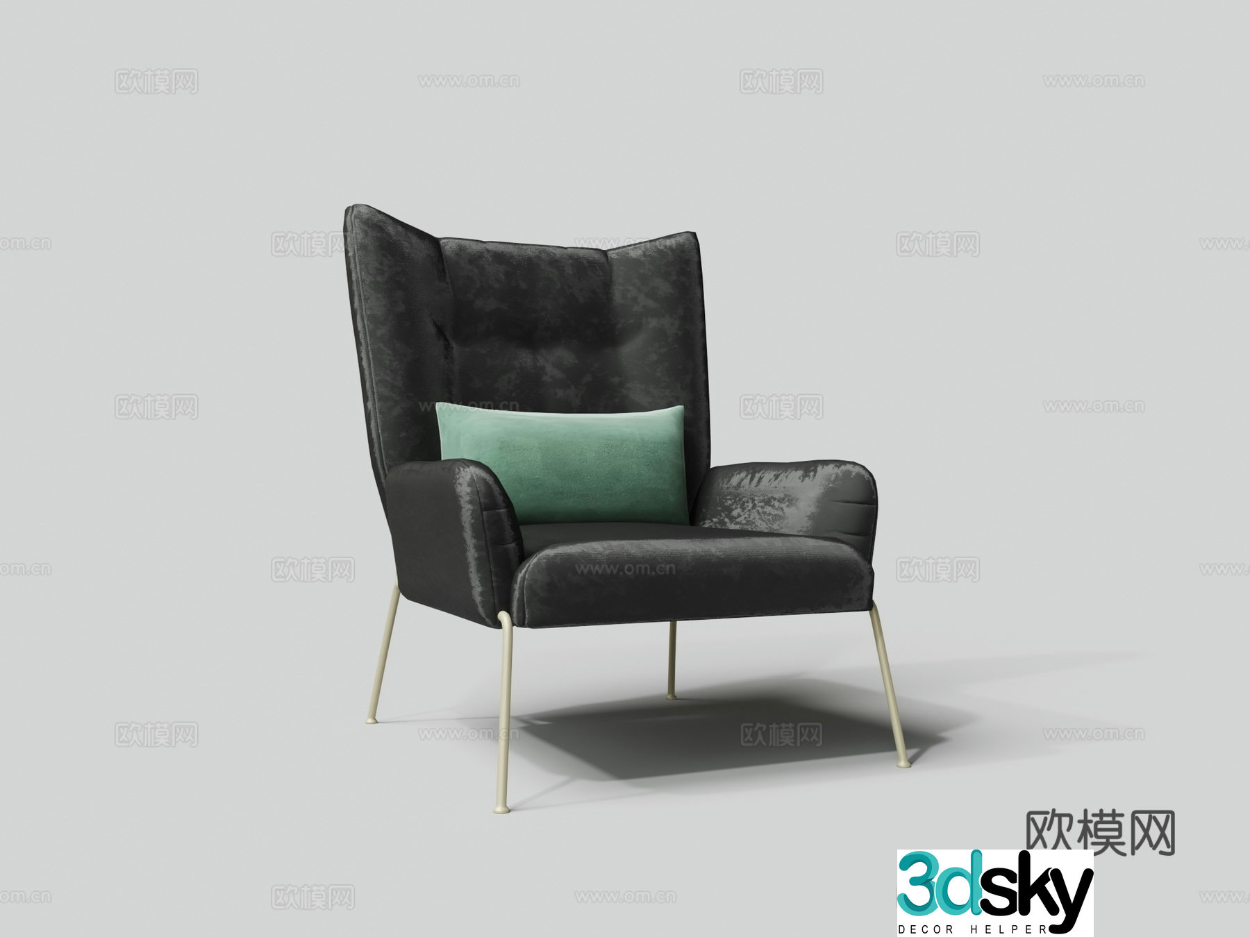 Modern black polyester space cloth lounge chair 3d model