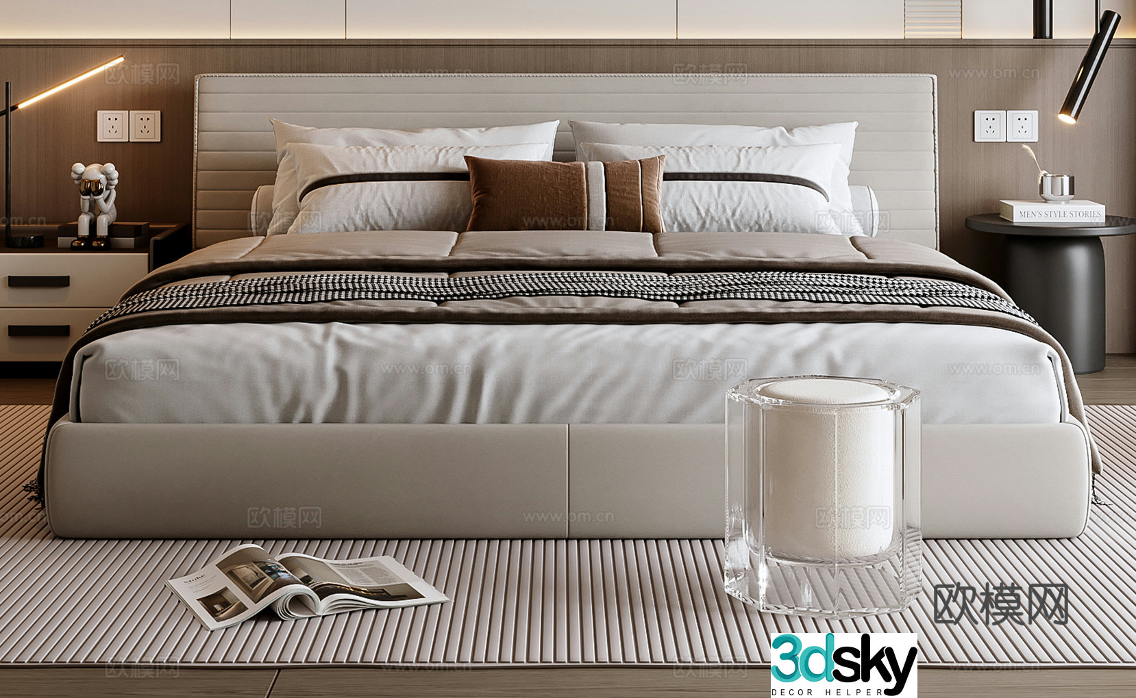 Modern double bed 3d model