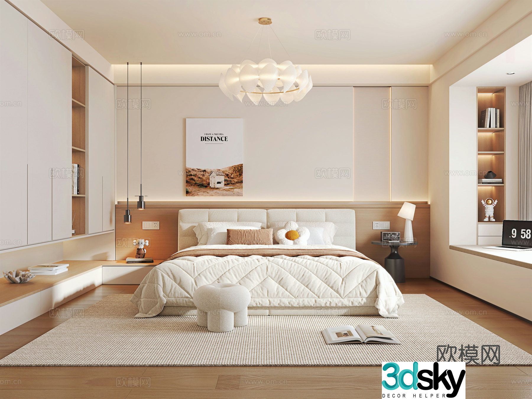 Creamy Bedroom Master Bedroom 3D Model