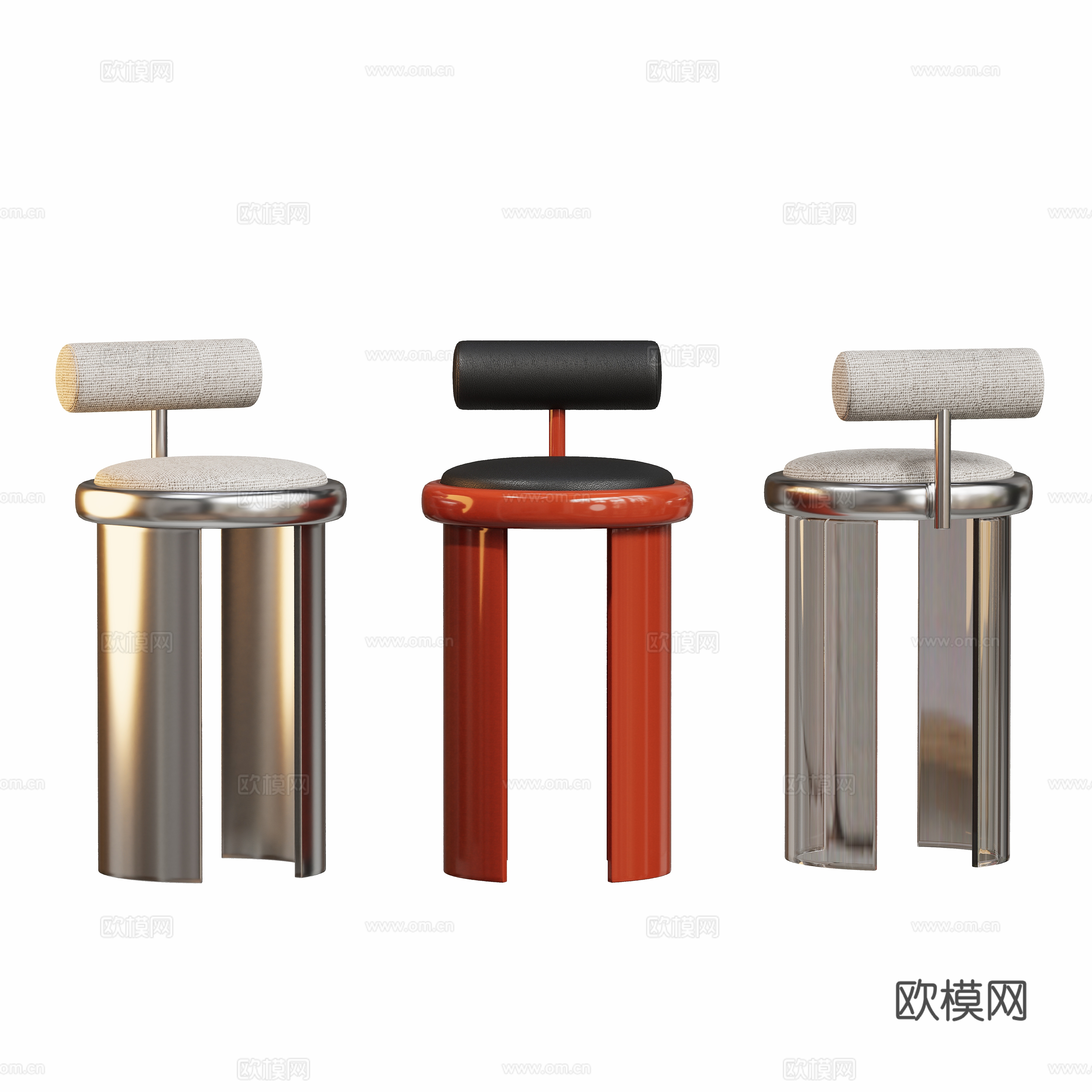 Modern Metal Bar Chair 3D Model 3D Model