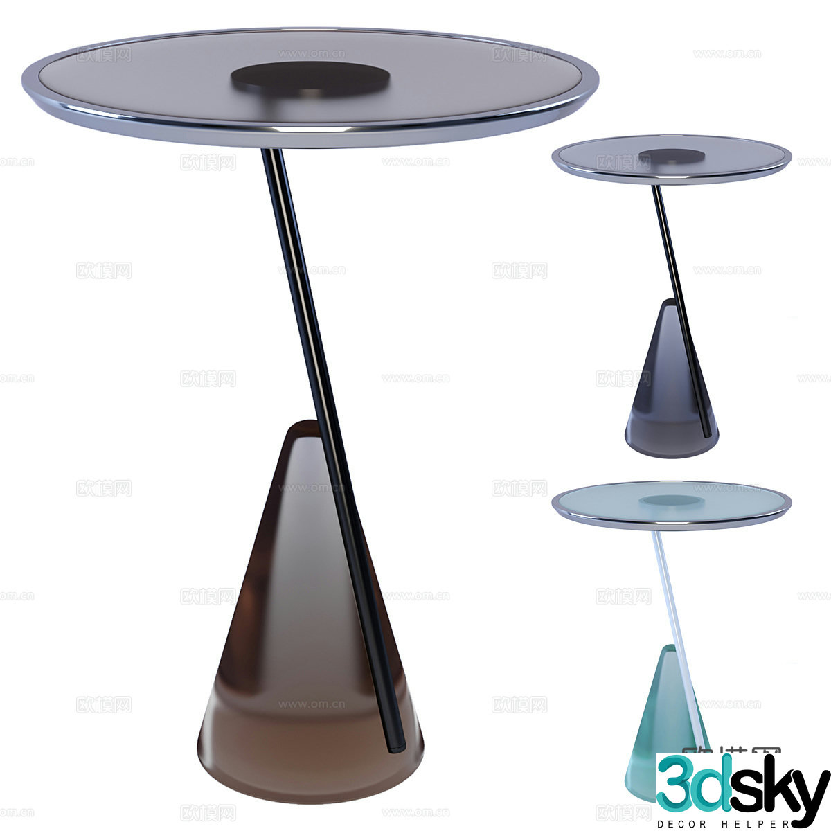 Modern glass side table 3D model