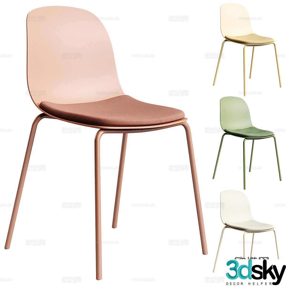 Modern dopamine chair dining chair 3D model