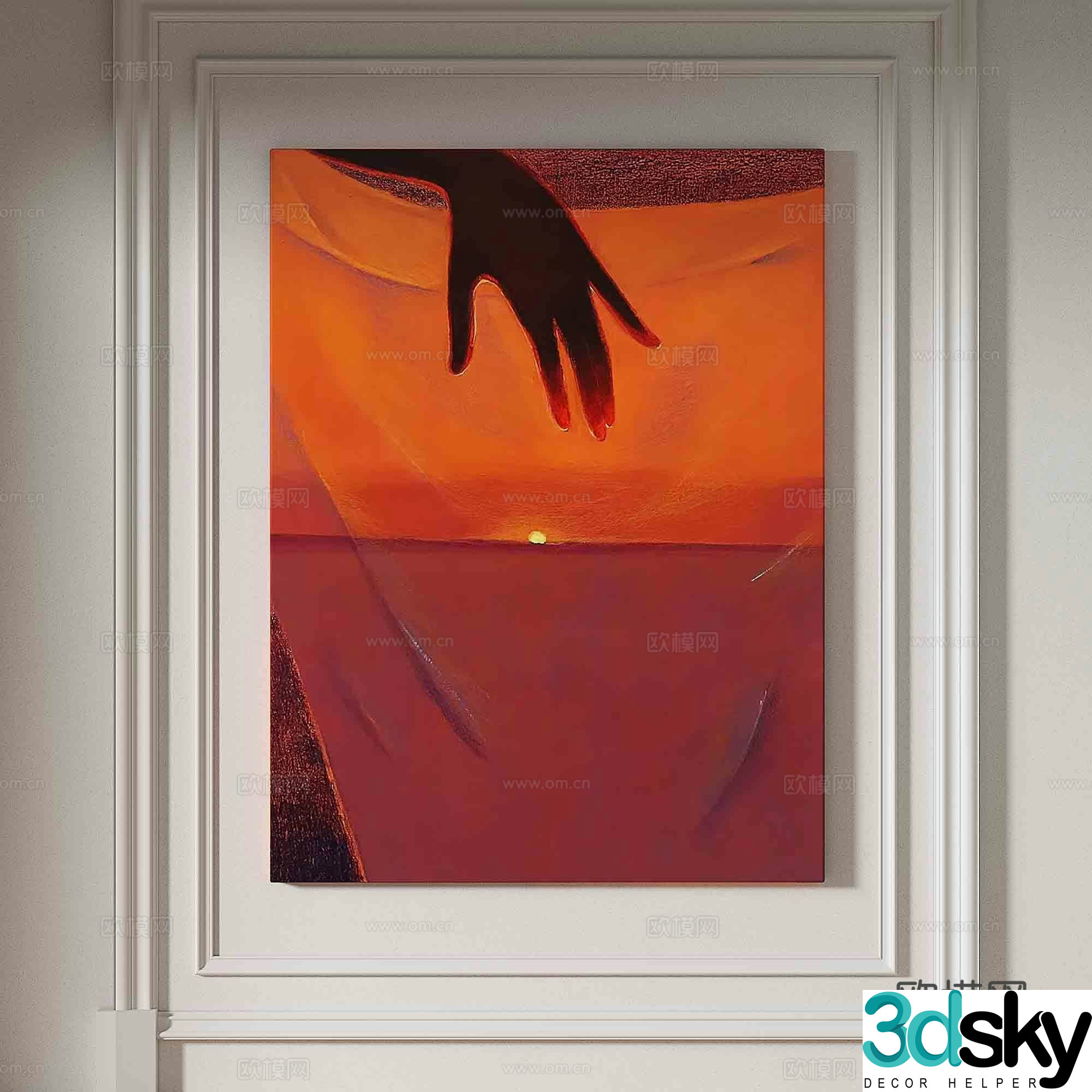 Modern minimalist painting Sunset oil painting 3d model