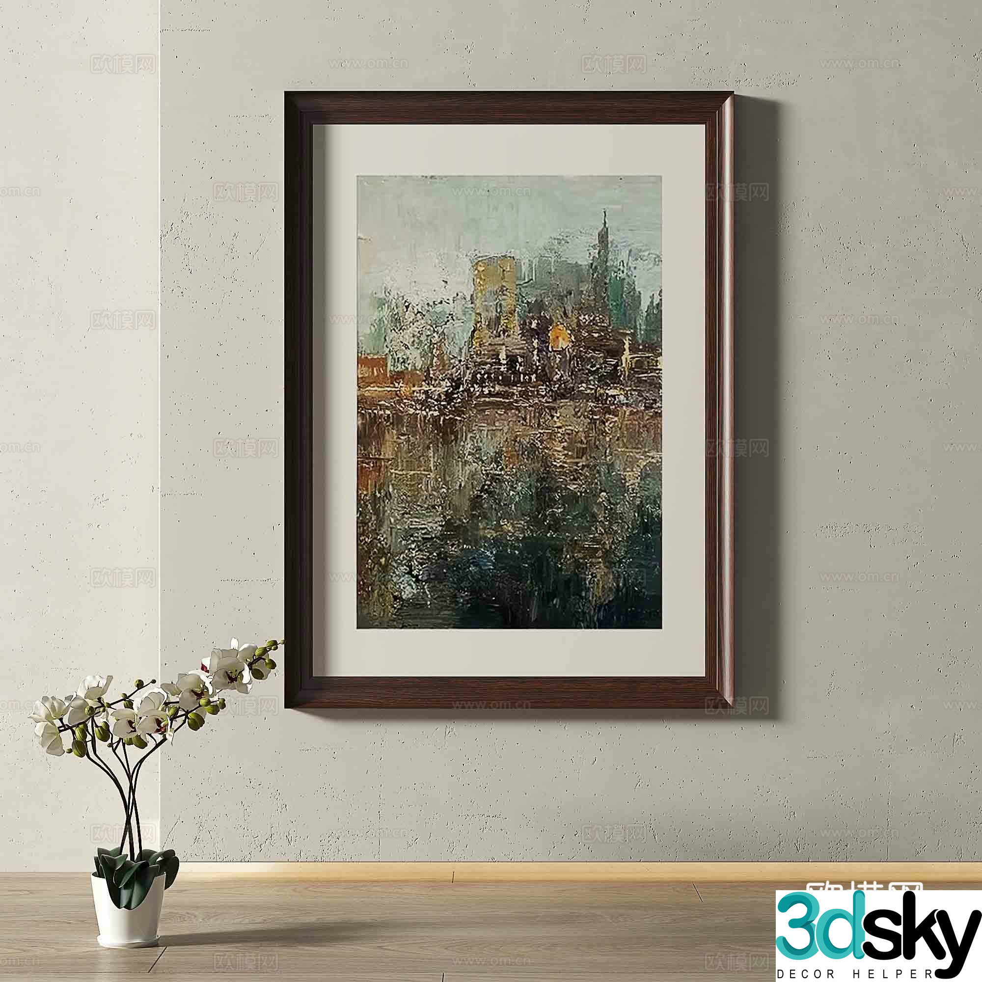 Modern abstract painting oil painting decorative painting 3d model